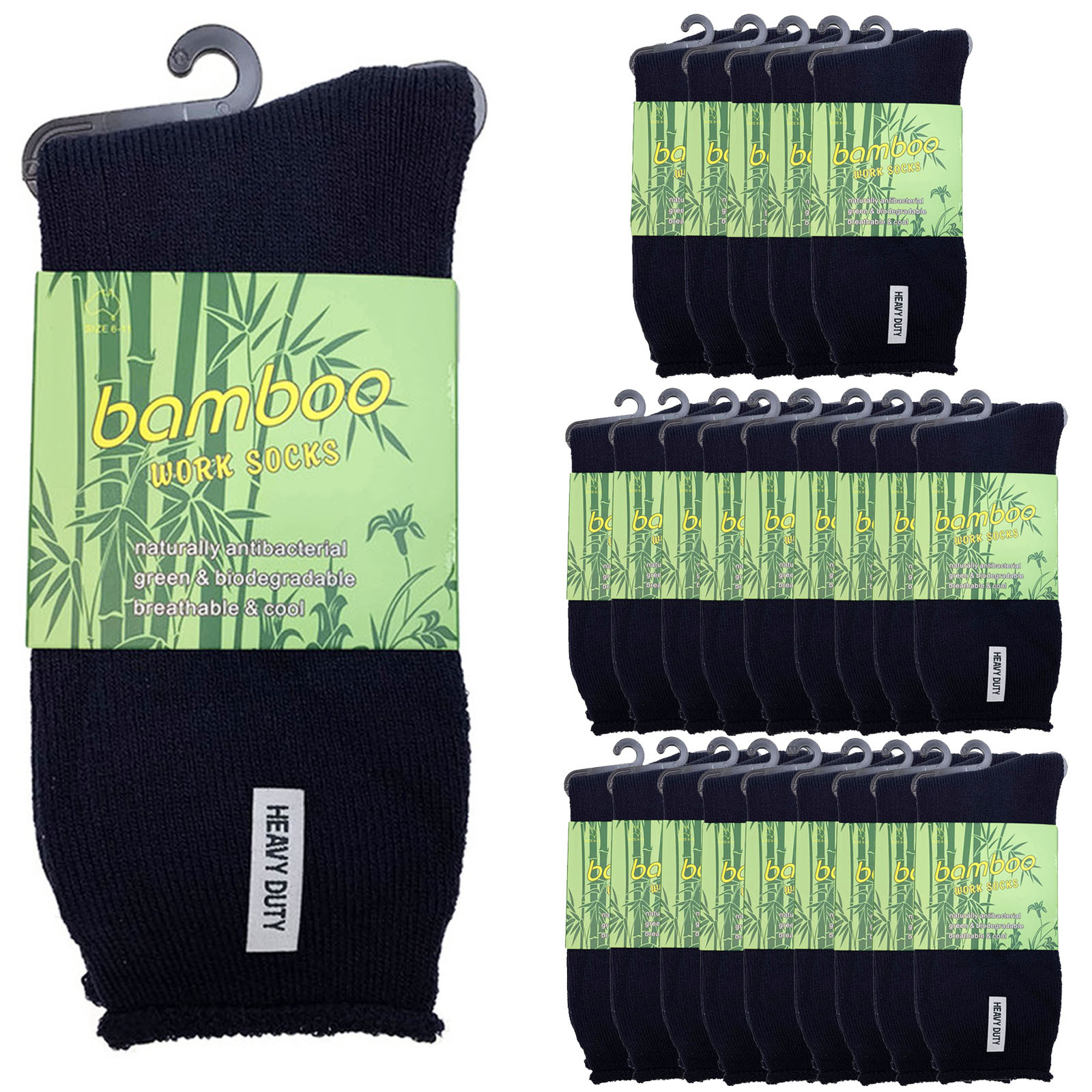 V563-24BSOX-NVYBLU-SIZE11-14-202503030920-00 24 Pairs PREMIUM BAMBOO SOCKS Mens Heavy Duty Thick Work Socks Cushion BULK - Navy Blue - 11-14 - Image 1
