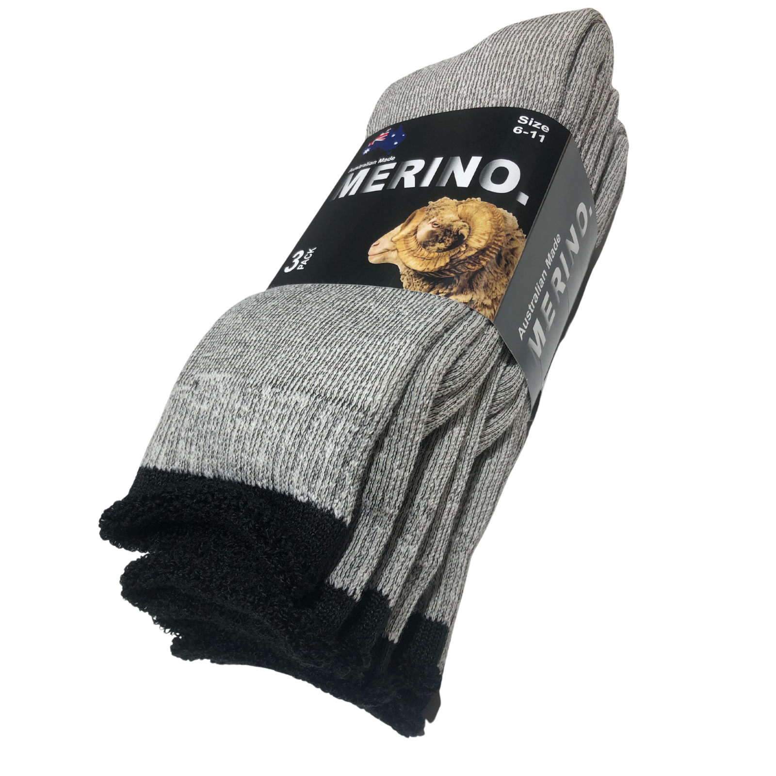 V563-3AUSOCKS-BEIGE-SZE11-14-202502280925-00 3 Pairs MERINO WOOL SOCKS Mens Heavy Duty Premium Thick Work Socks Cushion - Beige - 11-14 - Image 1