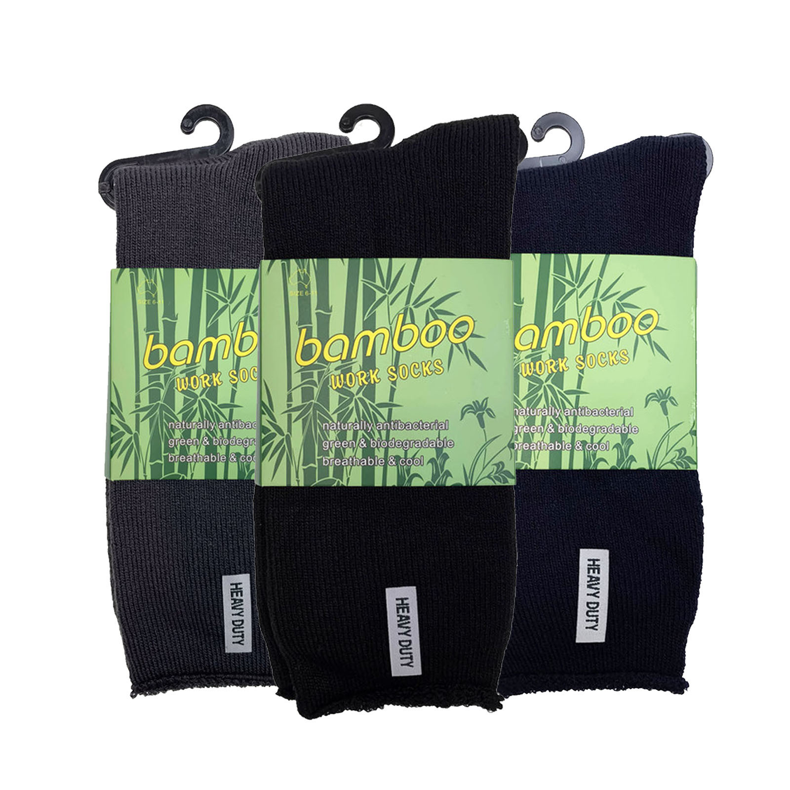 V563-3BSOX-ACOLOUR-SIZE6-11-202503030911-00 3 Pairs PREMIUM BAMBOO SOCKS Mens Heavy Duty Thick Work Socks Cushion BULK - Assorted Colour Pack - 6-11 - Image 1