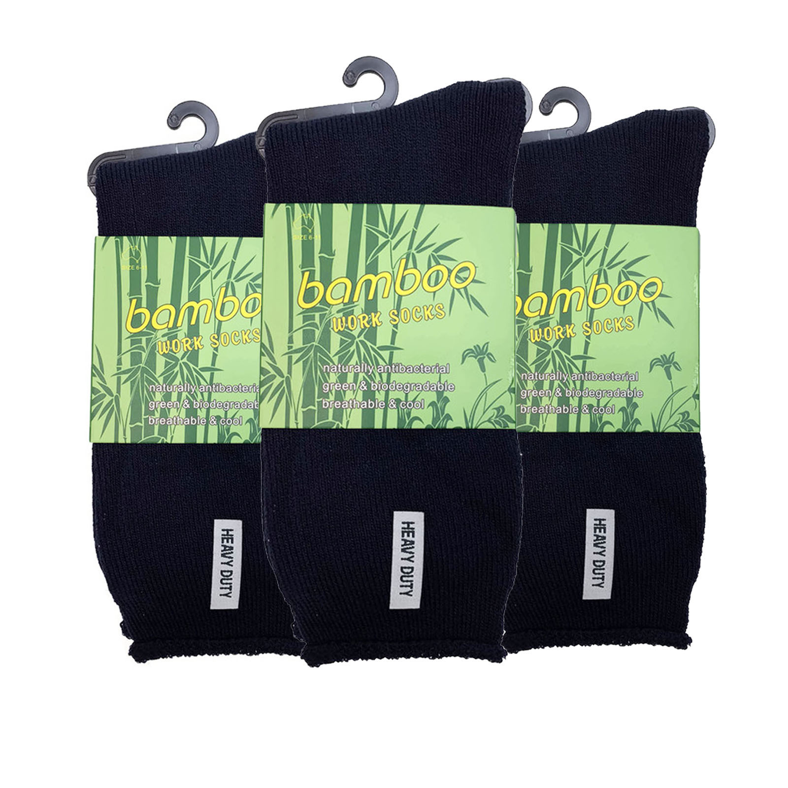 V563-3BSOX-NVYBLU-SIZE6-11-202503030915-00 3 Pairs PREMIUM BAMBOO SOCKS Mens Heavy Duty Thick Work Socks Cushion BULK - Navy Blue - 6-11 - Image 1