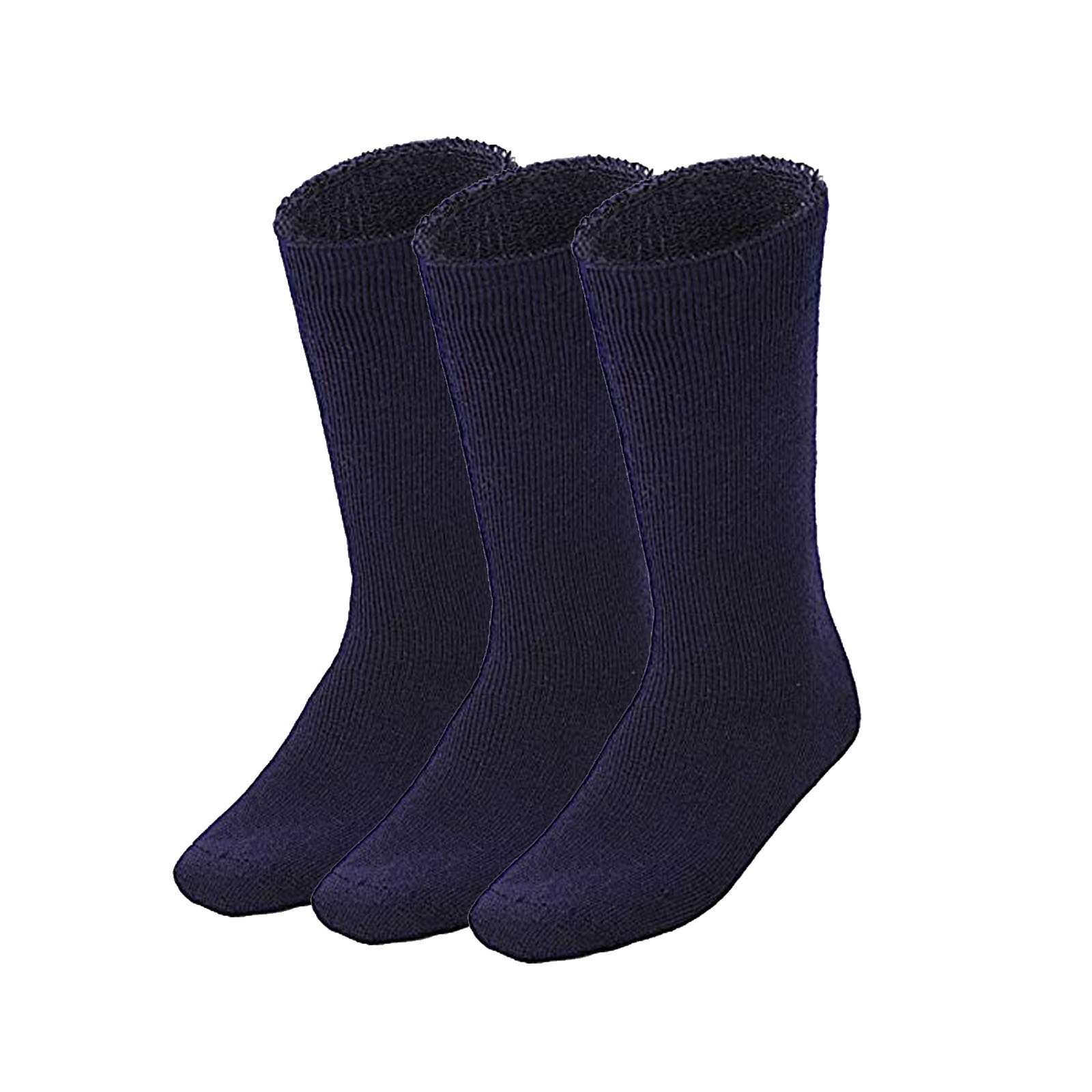 V563-3MBSKS-NVYBLU-SIZE11-14-202503051830-00 3 Pairs BAMBOO SOCKS Mens Heavy Duty Premium Thick Work Socks Cushion BULK - Navy Blue - 11-14 - Image 1