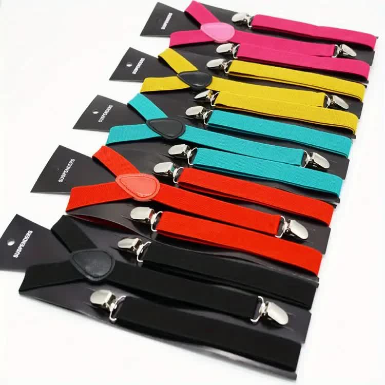 V563-3SLIMSUSPENDER-ASSTDCLRPK-202503241728-00 3x Mens Suspenders Braces Adjustable Strong Clip On Elastic Formal Wedding Slim - Assorted Colour Pack - Image 1