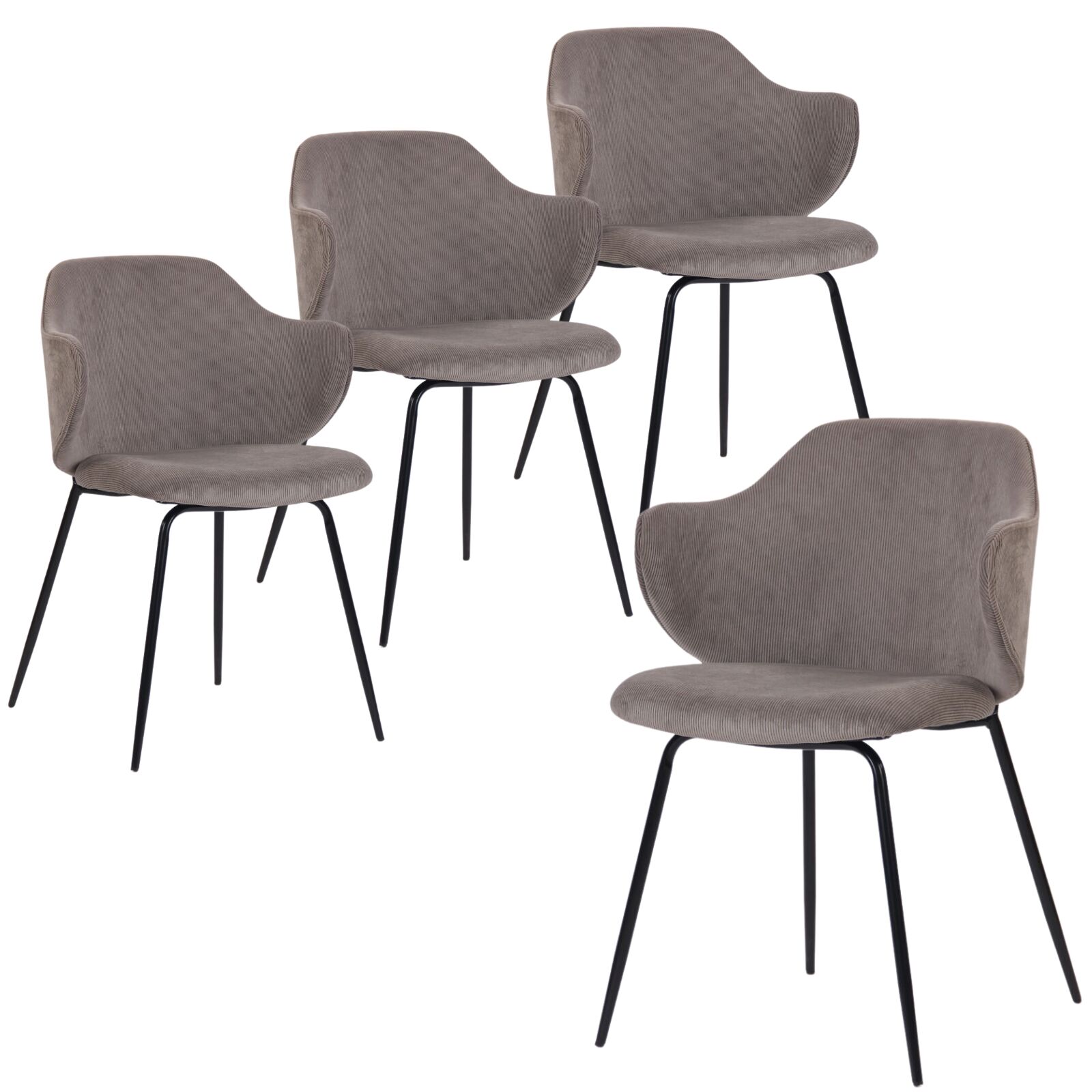 V563-68408_2X-202503110915-00 Set of 4 Dining Chairs with Corduroy Cord Fabric in Grey - Image 1