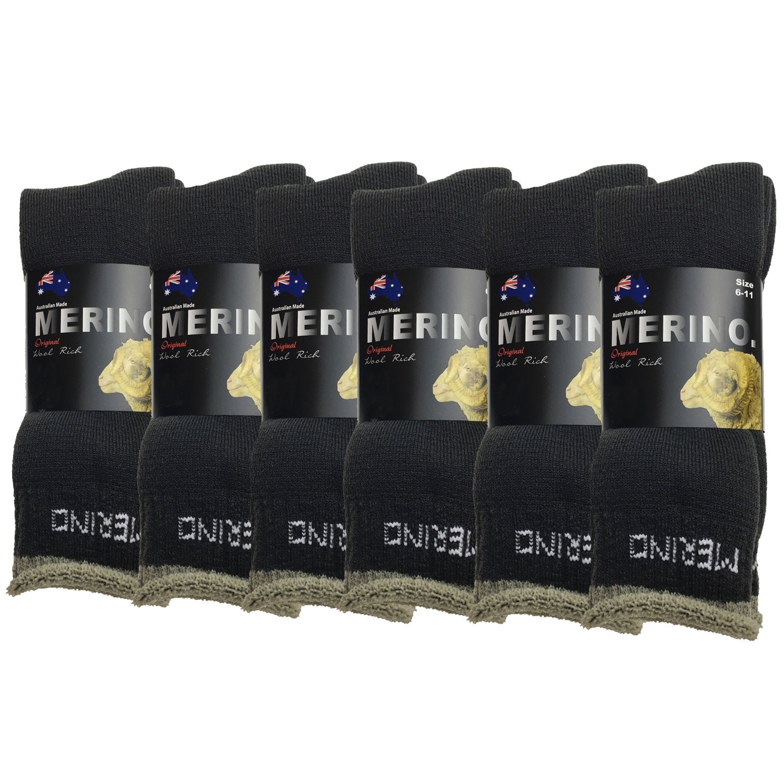 V563-6AUSOCKS-CH-11-14-202502280910-00 6 Pairs MERINO WOOL SOCKS Mens Heavy Duty Premium Thick Work Socks Cushion BULK - Charcoal - 11-14 - Image 1