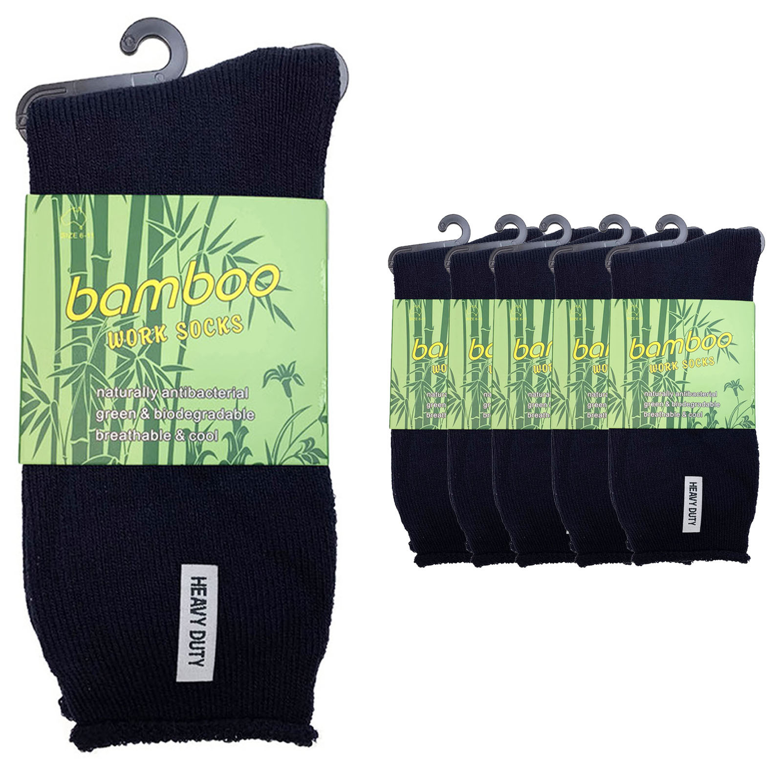 V563-6BSOX-NVYBLU-SIZE11-14-202503030916-00 6 Pairs PREMIUM BAMBOO SOCKS Mens Heavy Duty Thick Work Socks Cushion BULK - Navy Blue - 11-14 - Image 1