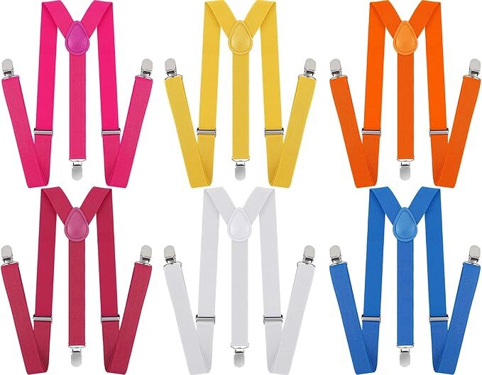 V563-6SLIMSUSPENDER-ASSTDCLRPK-202504111038-00 6x Mens Suspenders Braces Adjustable Strong Clip On Elastic Formal Wedding BULK - Assorted Colour Pack - Image 1