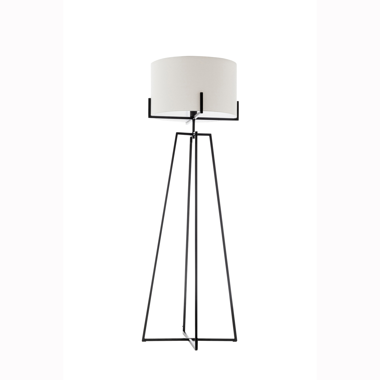 V563-75181-150125-00 Modern Dimmable Floor Lamp w/ Linen Shade Designer Bedroom Lighting - Matte Black - Image 1