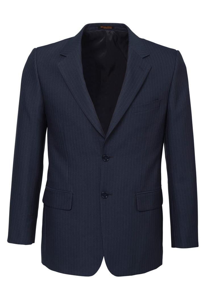 V563-80211-NAVY-92-202503051951-00 Mens Single Breasted 2 Button Suit Jacket Work Business - Pin Striped - Navy - 92 - Image 1