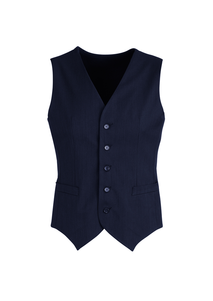 V563-90111-NAVY-122-202503051430-00 Mens Peaked Vest Waistcoat w/ Knitted Back Suit Formal Wedding Dress Up - Navy - 122 - Image 1