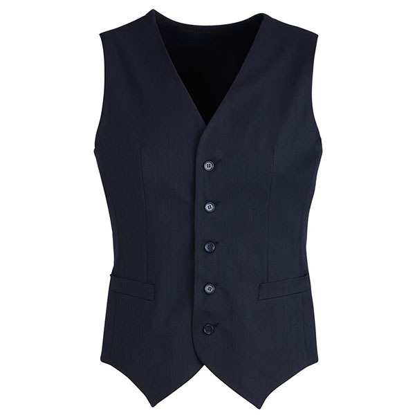 V563-90111-NAVY-127-202503051435-00 Mens Peaked Vest Waistcoat w/ Knitted Back Suit Formal Wedding Dress Up - Navy - 127 - Image 1