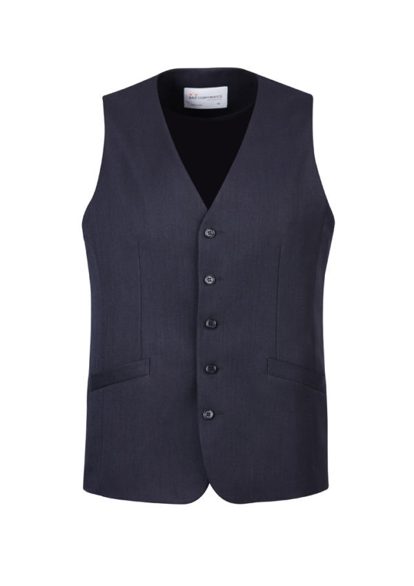 V563-90112-NAVY-112-202503051620-00 Mens Bamboo Blend Longline Vest Waistcoat w/ Stretch Business Forrnal Dress - Navy - 112 - Image 1