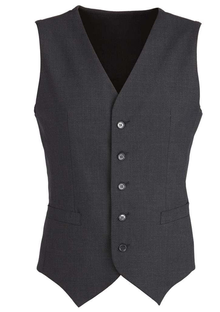 V563-94011-CHARCL-92-202503051541-00 Mens Wool Blend Vest w/ Knitted Back Waistcoat Sleeveless Wool Blend - Charcoal - 92 - Image 1