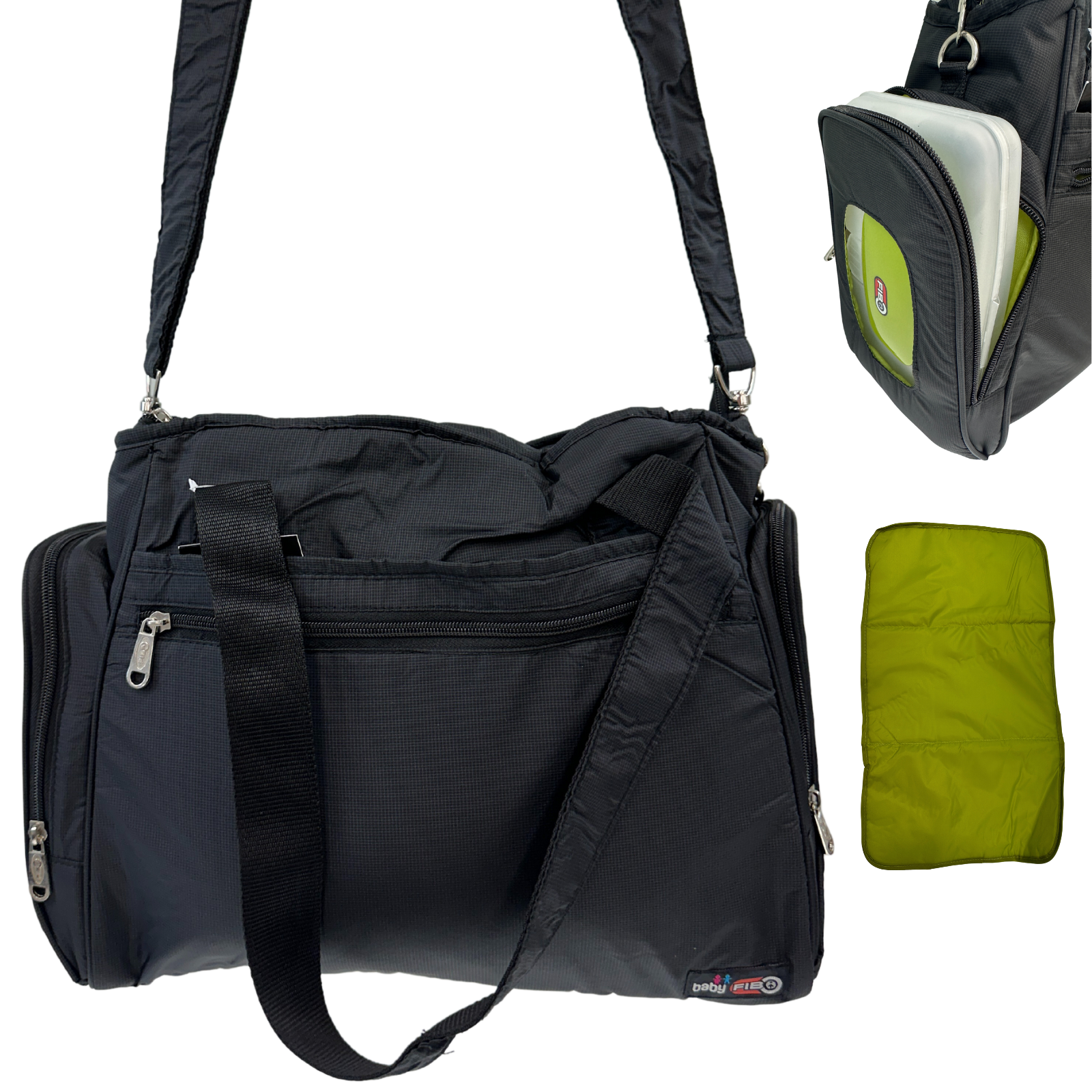 V563-A312N-BLACK-150019-00 FIB Baby Nappy Bag Diaper Maternity Milk Mummy Changing Travel Tote - Black - Image 1