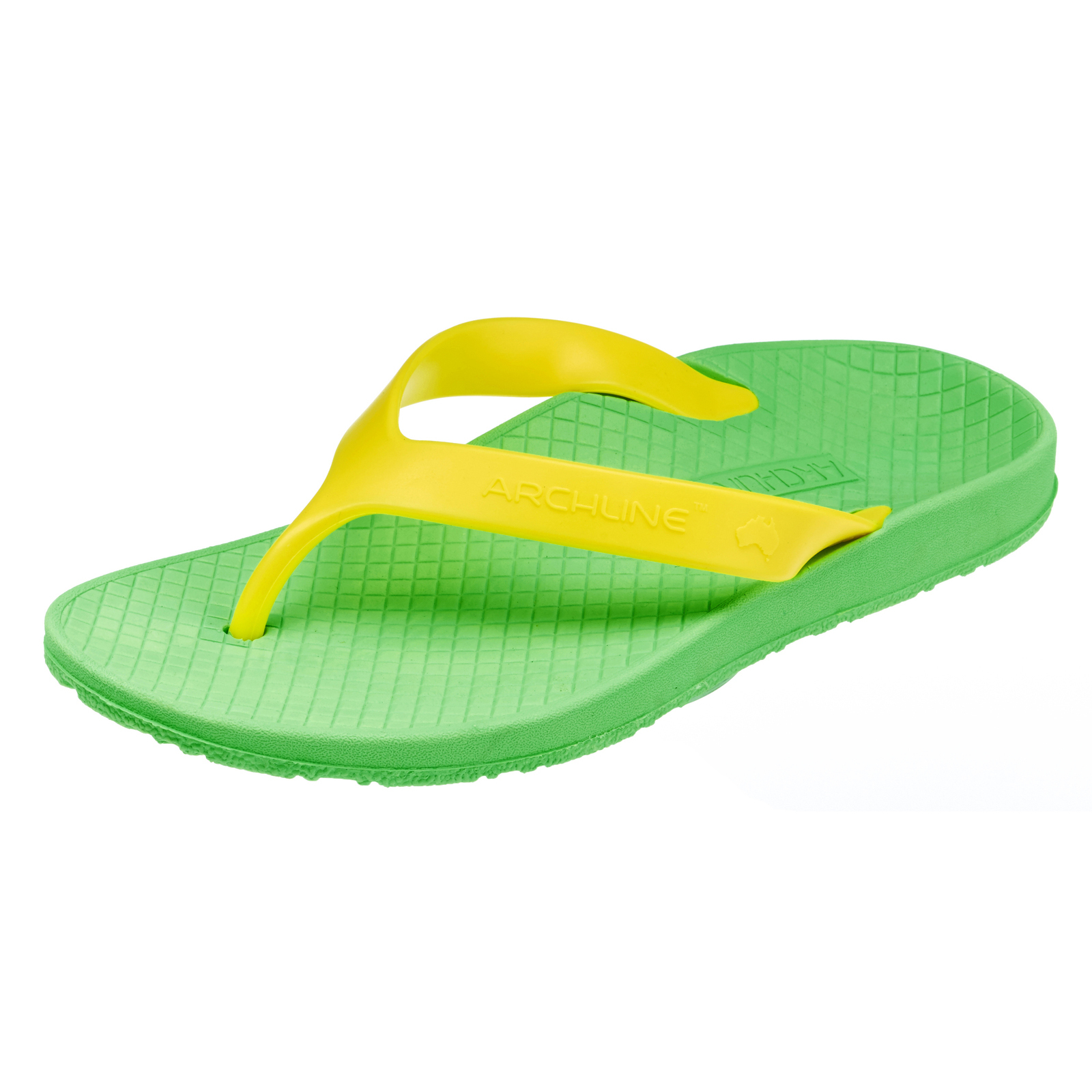 V563-ARCHLINE-THNGS-GRN-GD-36-202507251155-00 ARCHLINE Orthotic Thongs Arch Support Shoes Footwear Flip Flops Orthopedic - Green/Gold - EUR 36 - Image 1