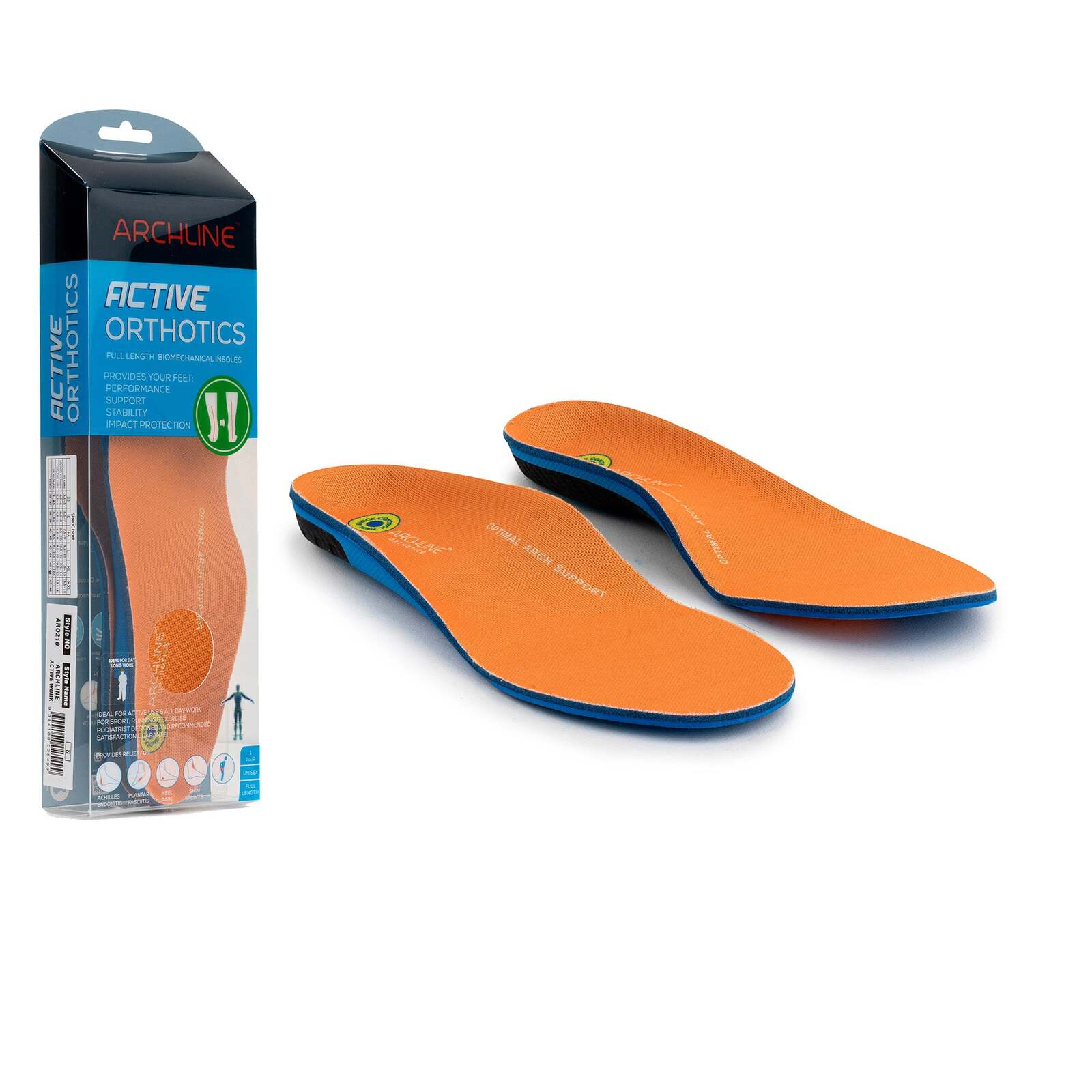 V563-ARO210-XS-202502271227-00 Archline Active Orthotics Full Length Arch Support Pain Relief Insoles - For Work - XS (EU 35-37) - Image 1
