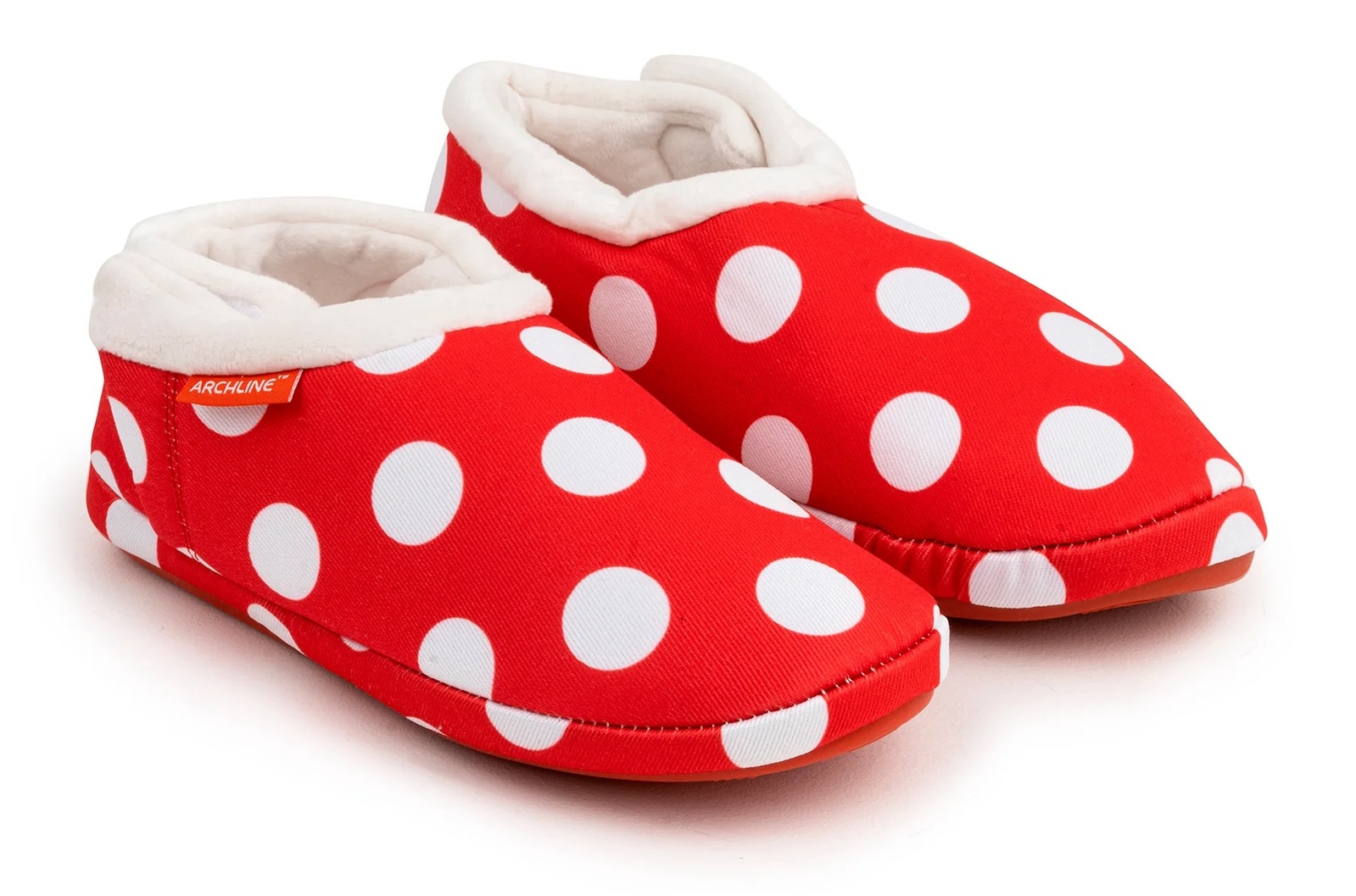 V563-AS501-38-202503052245-00 ARCHLINE Orthotic Slippers CLOSED Back Scuffs Moccasins Pain Relief - Red Polka Dots - EUR 38 (Womens US 7) - Image 1