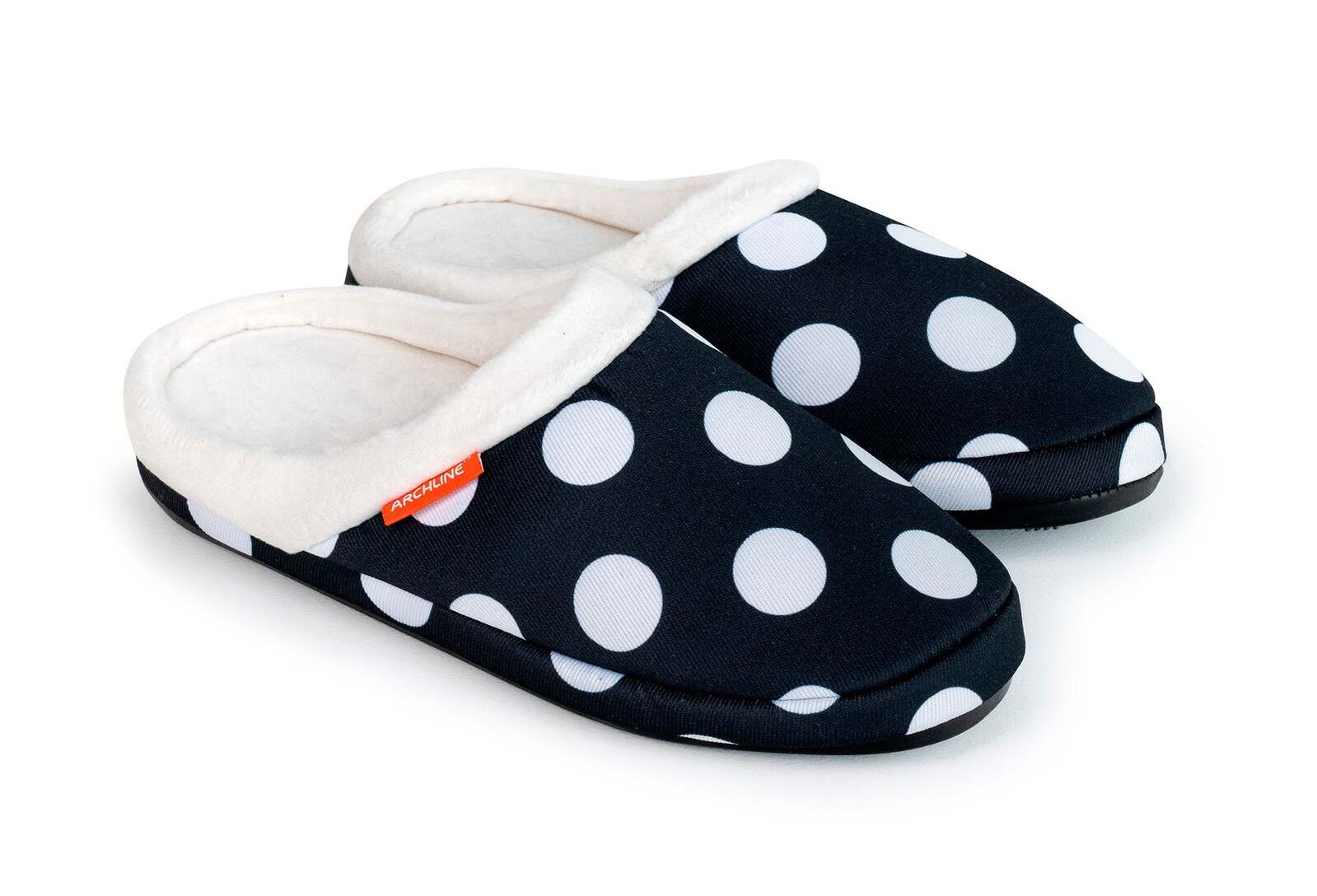 V563-AS502-38-202503051930-00 ARCHLINE Orthotic Slippers Slip On Arch Scuffs Pain Relief Moccasins - Polka Dots - EU 38 - Image 1