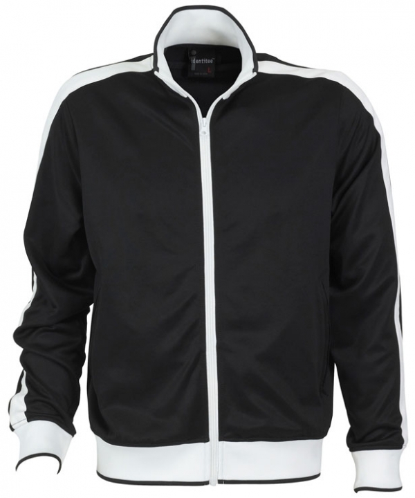 V563-B29-BKWH-3XL-149788-00 Identitee Mens Varsity Track Top Jacket Tracksuit Warm Winter Jumper Long Sleeve - Black/White - 3XL - Image 1