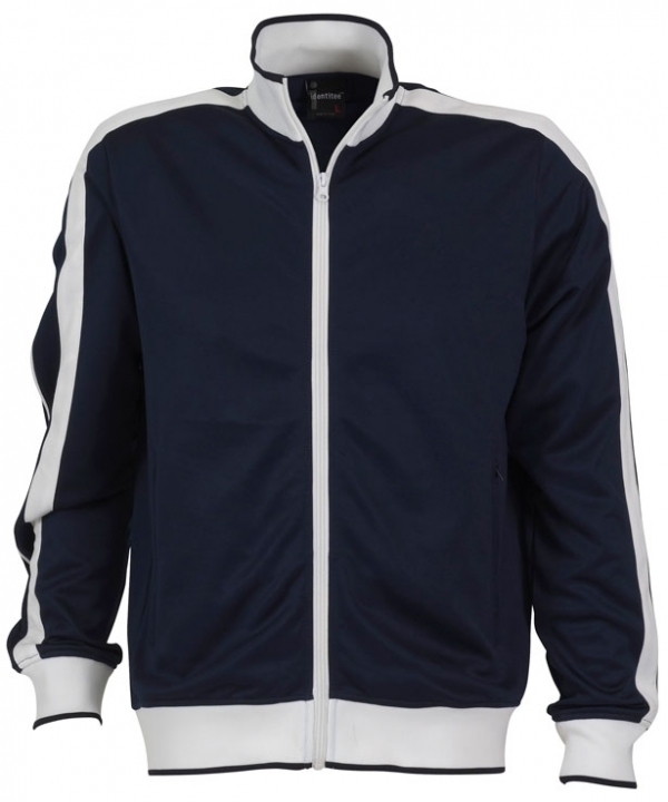 V563-B29-NAWH-XL-149487-00 Identitee Mens Varsity Track Top Jacket Tracksuit Warm Winter Jumper Long Sleeve - Navy/White - XL - Image 1