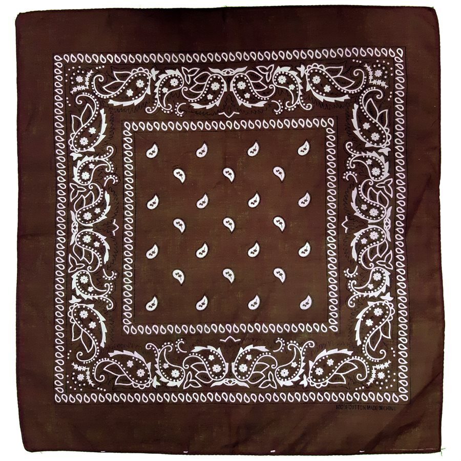 V563-BANDANA-BROWN-202503051505-00 BANDANA Paisley 100% COTTON Head Wrap Durag Bandanna Summer Scarf Mask - Brown - Image 1