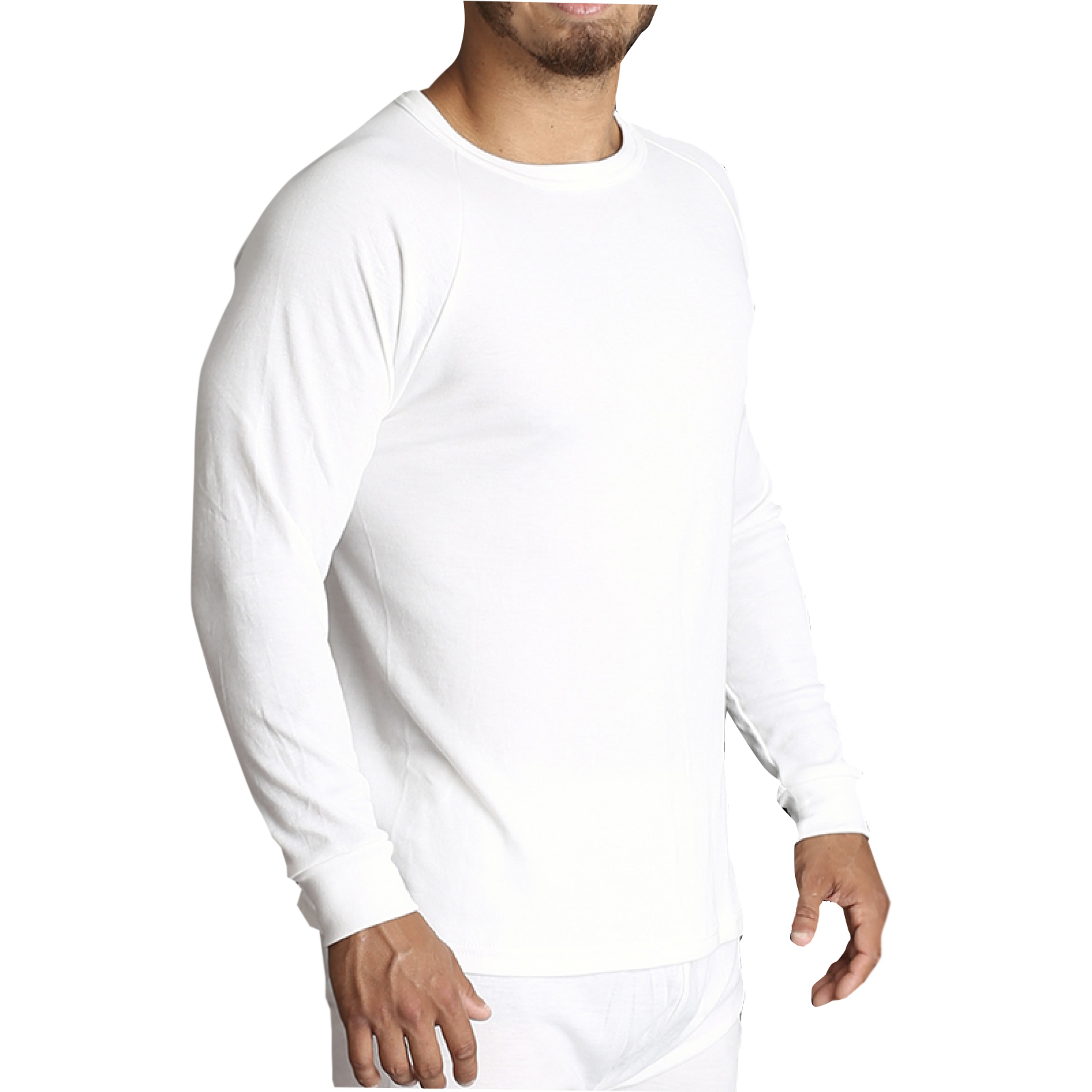 V563-BB-SI041_SI066-BG-3XL-202503200941-00 Mens Merino Wool Blend Long Sleeve Thermal Top Underwear Thermals Base Layer - Beige - 3XL - Image 1