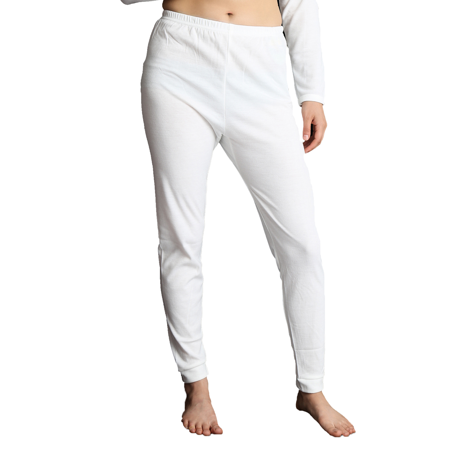 V563-BB-SI042-BG-12_14-202502270906-00 Womens Merino Wool Long Janes Thermal Underwear Layer Thermals Leggings Pants - Beige - 12-14 - Image 1
