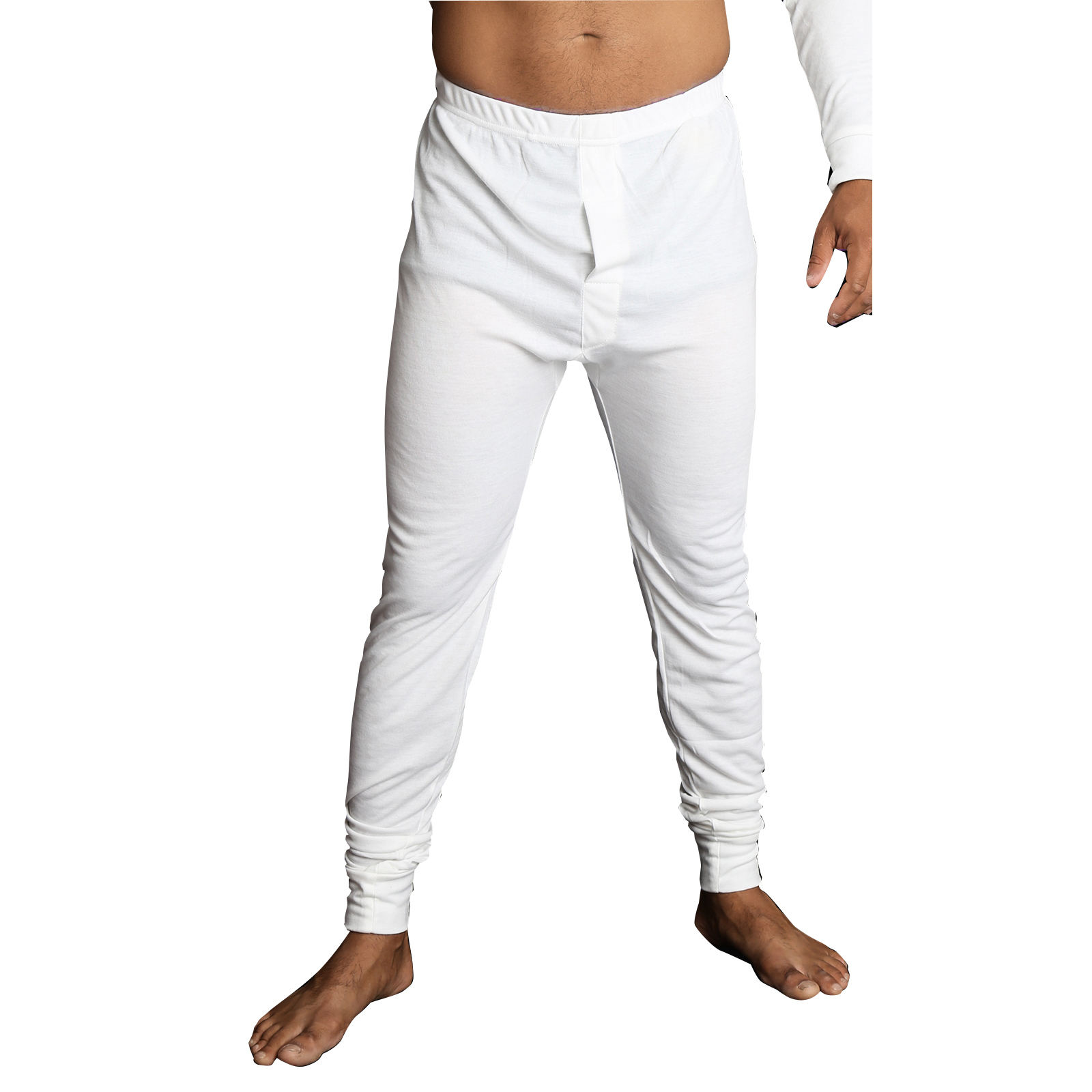 V563-BB-SI043-BG-L-202503051746-00 Mens Merino Wool Blend Long John Thermal Pants Underwear Thermals Warm Winter - Beige - L - Image 1
