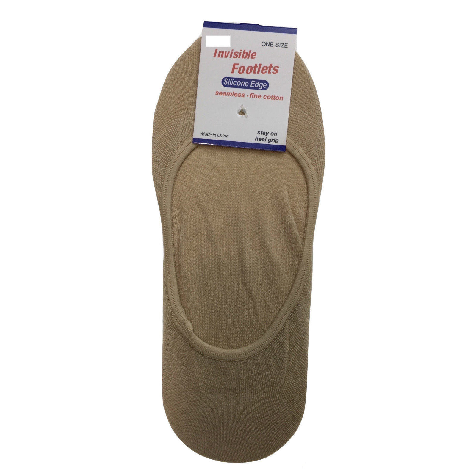 V563-BR-1NSHOWCTNSOX-BGE-2_8-202503051840-00 1x NO SHOW COTTON SOCKS Non Slip Heel Grip Low Cut Invisible Footlet Seamless - Beige - 2-8 - Image 1