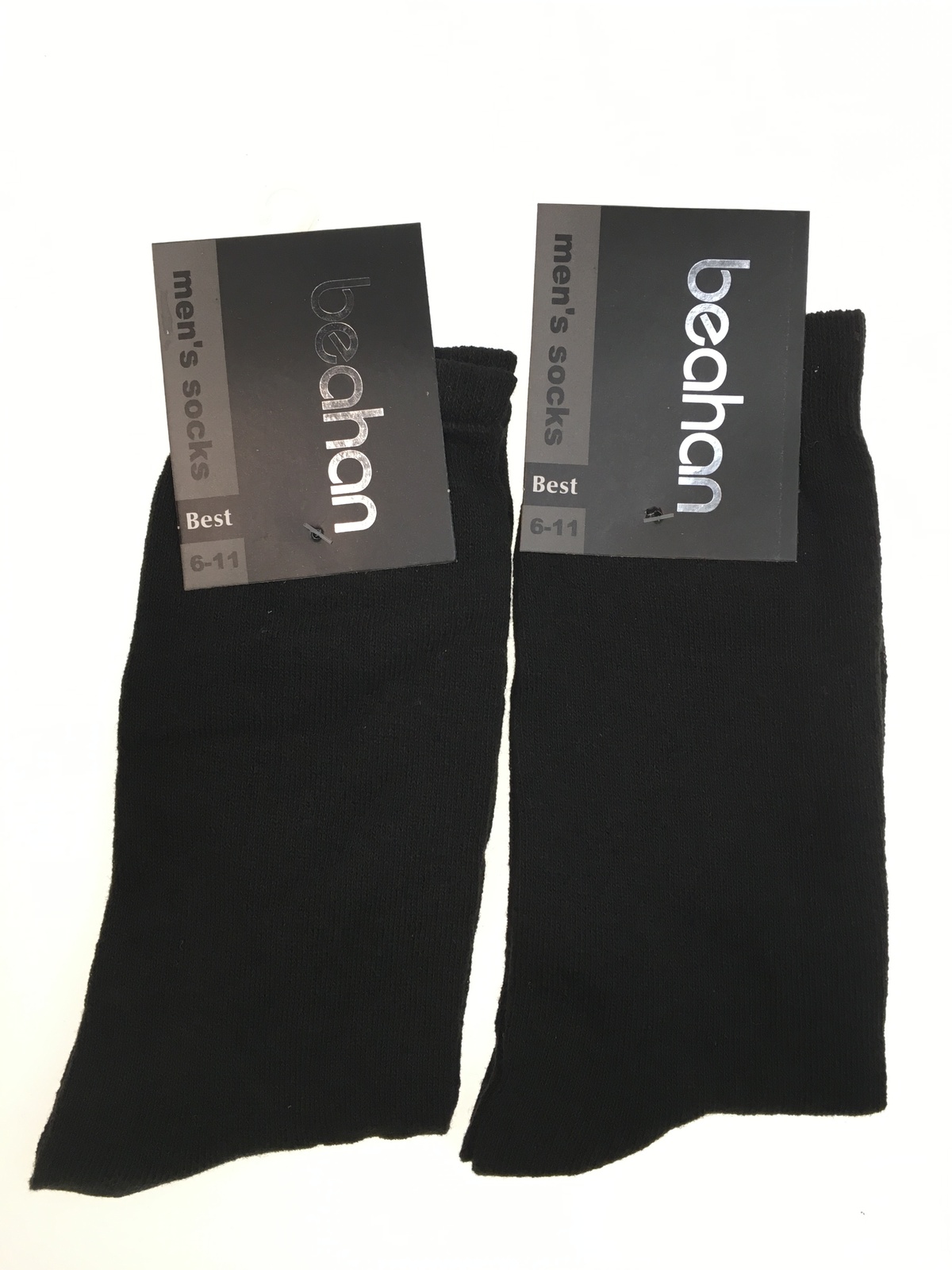 V563-BR-2CBSOCK-BLK-6-11-202503051850-00 2 Pairs COTTON BUSINESS SOCKS Mens Dress Crew Plain Work Casual - Black - 6-11 - Image 1