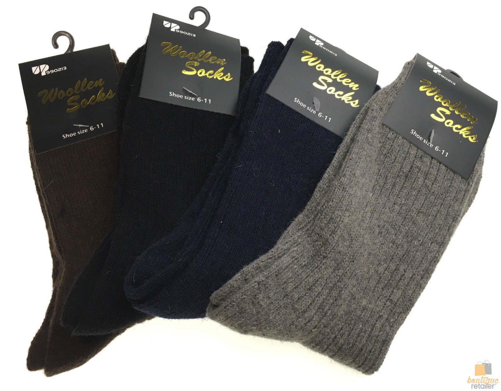 V563-BR-2WLBLDSOX-SIZE6-11-202503051852-00 2 Pairs WOOL BLEND SOCKS Mens Soft Dress Thick Work Thermal Warm Cushion Foot - 6-11 - Image 1