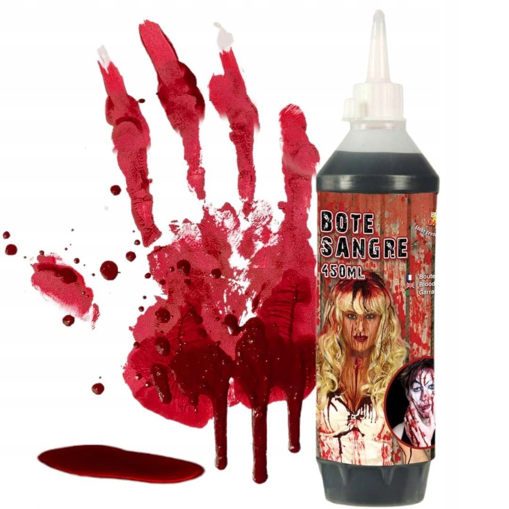 V563-BR-450-VAMPFKBLD-184477-00 450ml Bottle Vampire FAKE BLOOD Zombie Halloween Red Make Up Gel Cream Horror - Image 1