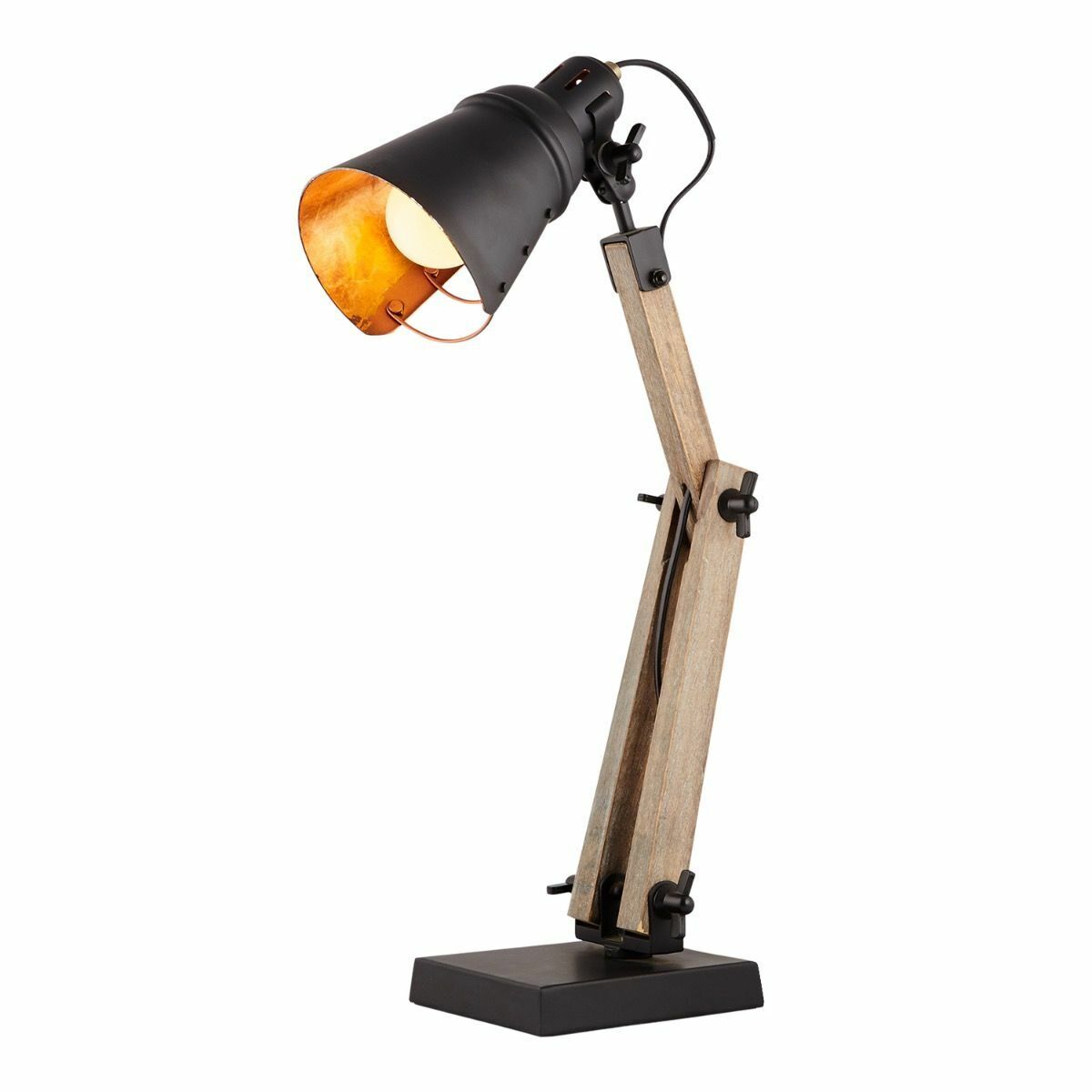 V563-BR-75089-174444-00 Scandi Modern Natural Wooden Table Lamp Rustic Retro Designer Vintage Light - Image 1
