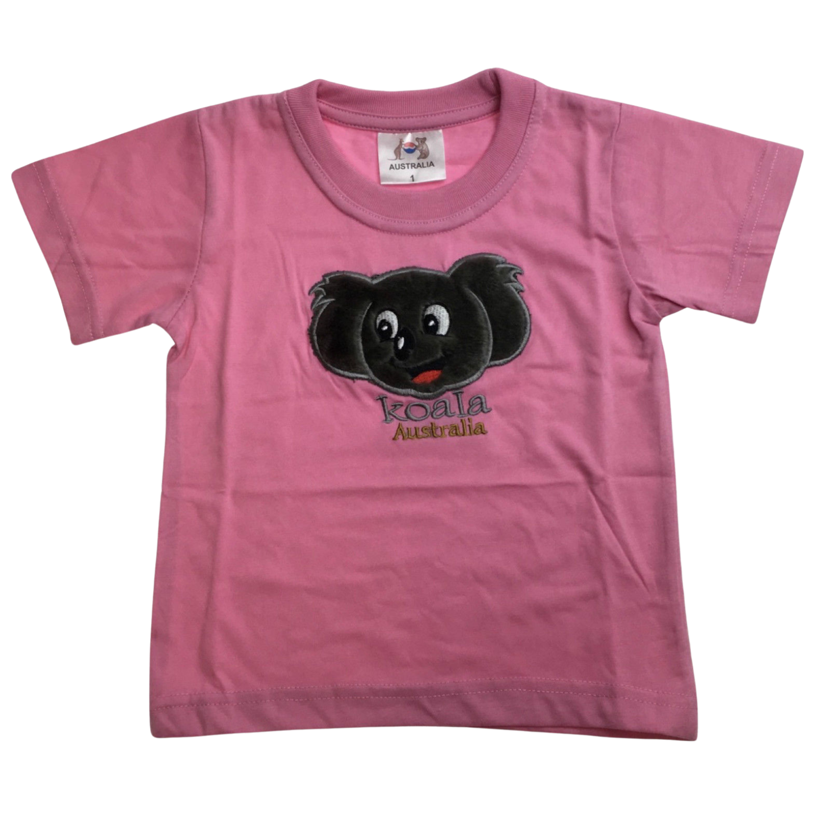 V563-BR-AUKOALASHIRT-LPNK-1-202503051451-00 Kids KOALA AUSTRALIA T Shirt Tee Souvenir Gift Childrens Child 100% Cotton Top - Light Pink - 1 - Image 1