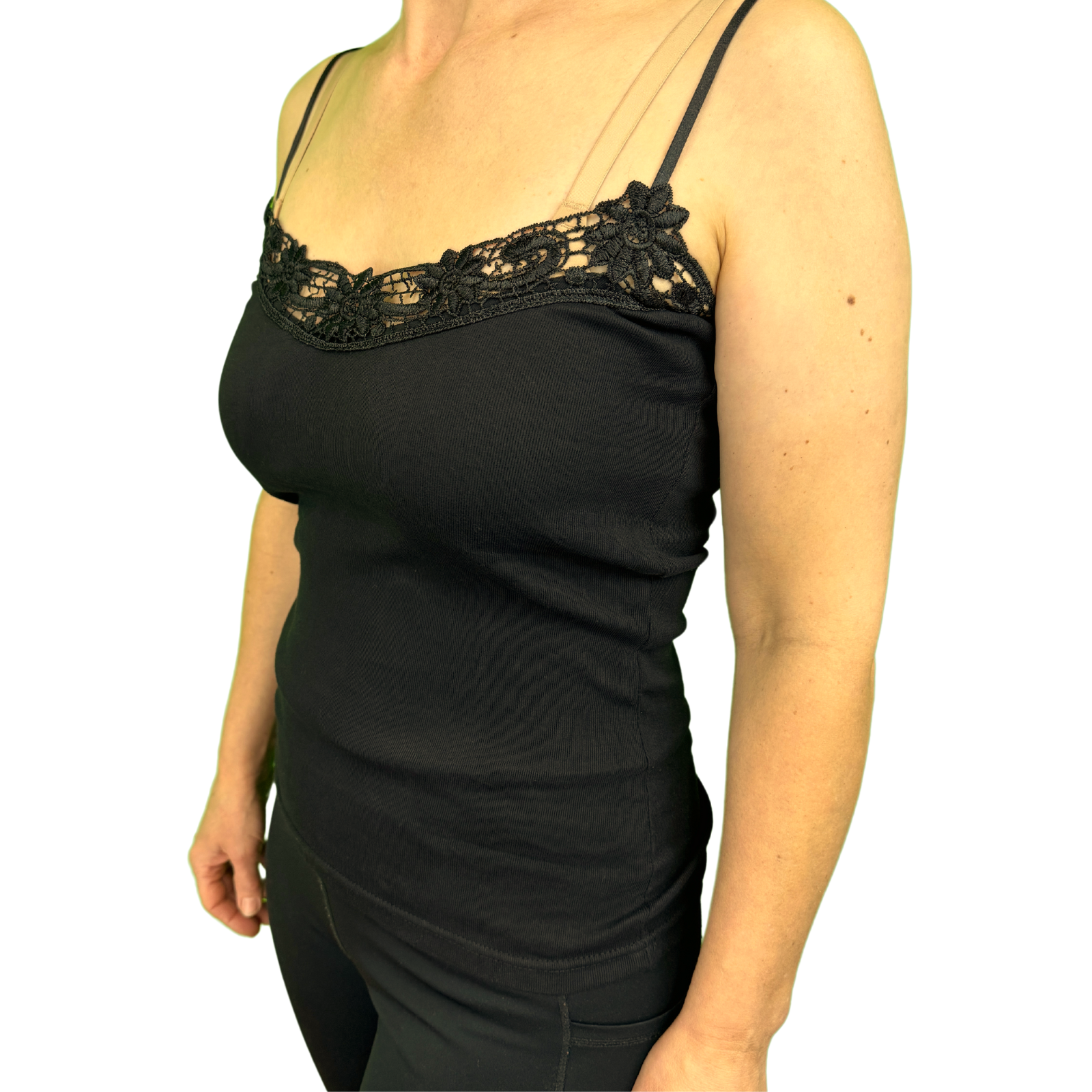 V563-BR-GW0101-BLK-10-12-202503051631-00 Womens Camisole Top Cami Strap Top Singlet Summer Basic Tank Shirt - Black - 10-12 - Image 1