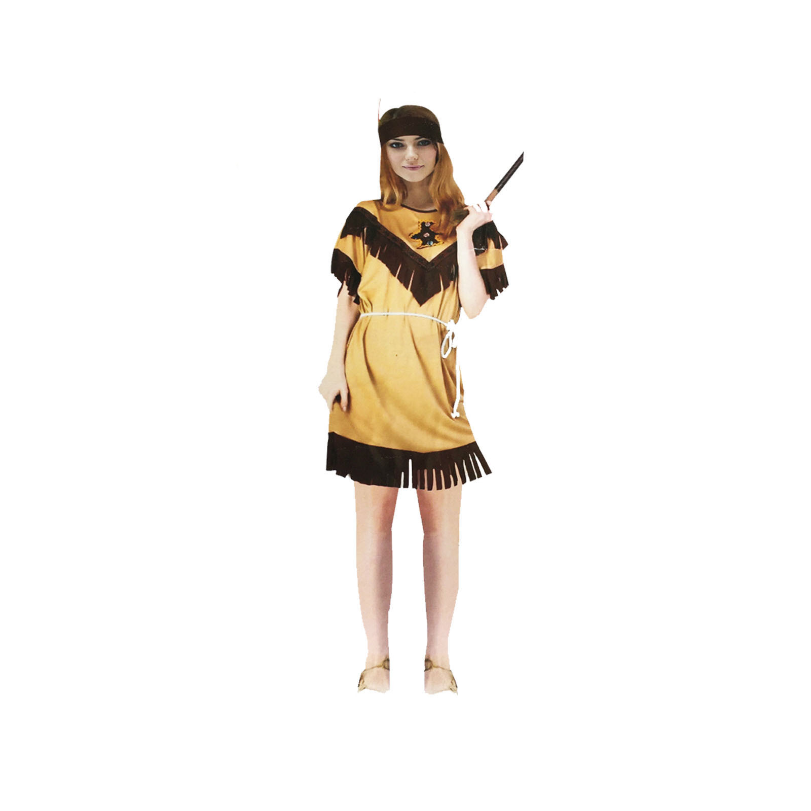 V563-BR-INDIANWNS-COST-185626-00 INDIAN WOMAN COSTUME Fancy Dress Native American Beauty Wild West Western Party - Image 1