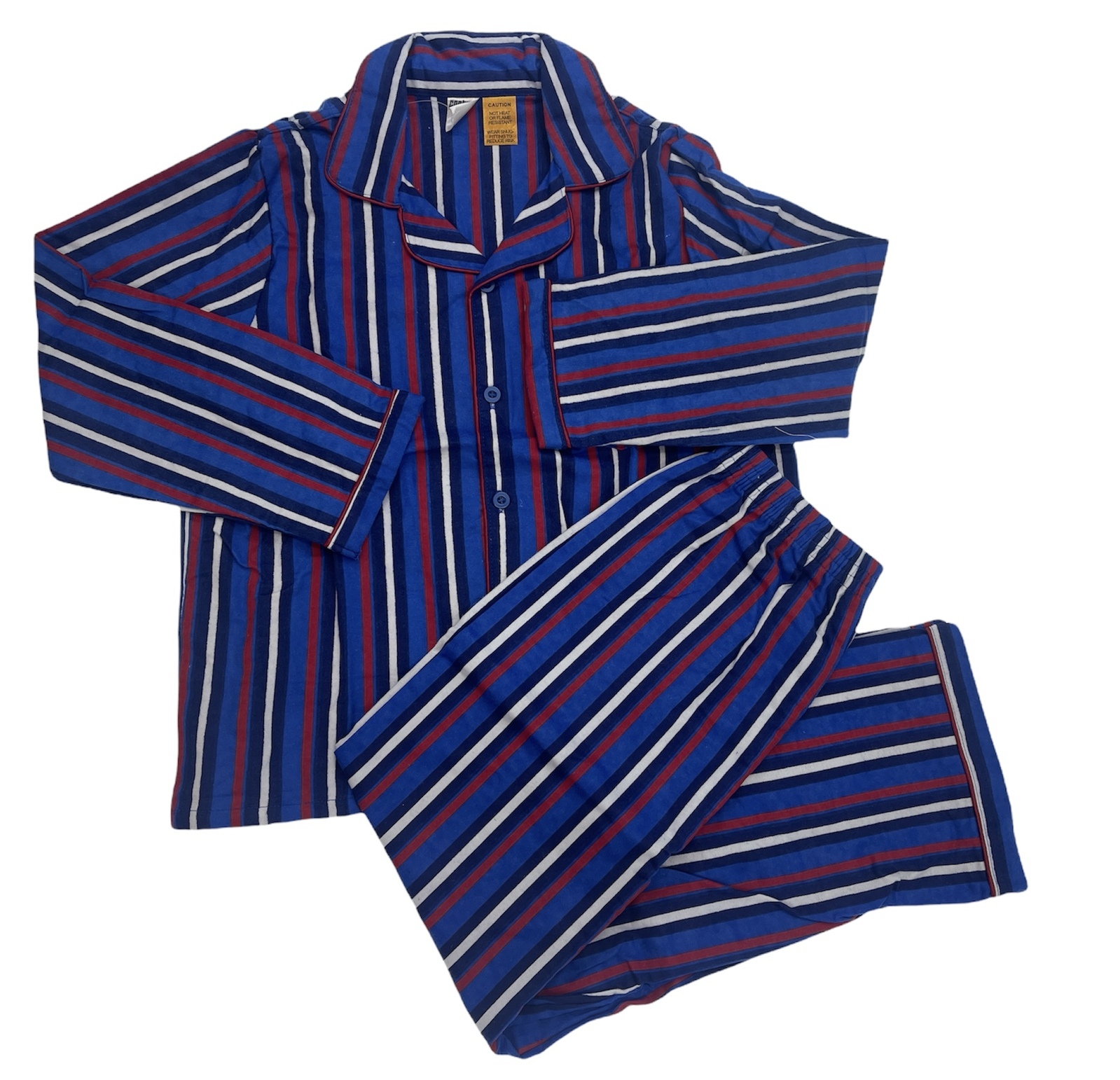 V563-BR-KFLANPJ-BLUNAVWHRD-8-202503051720-00 KIDS FLANNELETTE PYJAMAS PJs Boys Girls Flannel Pajamas Pyjama Winter Set PJ - Blue/Navy/White/Red Stripe - 8 - Image 1