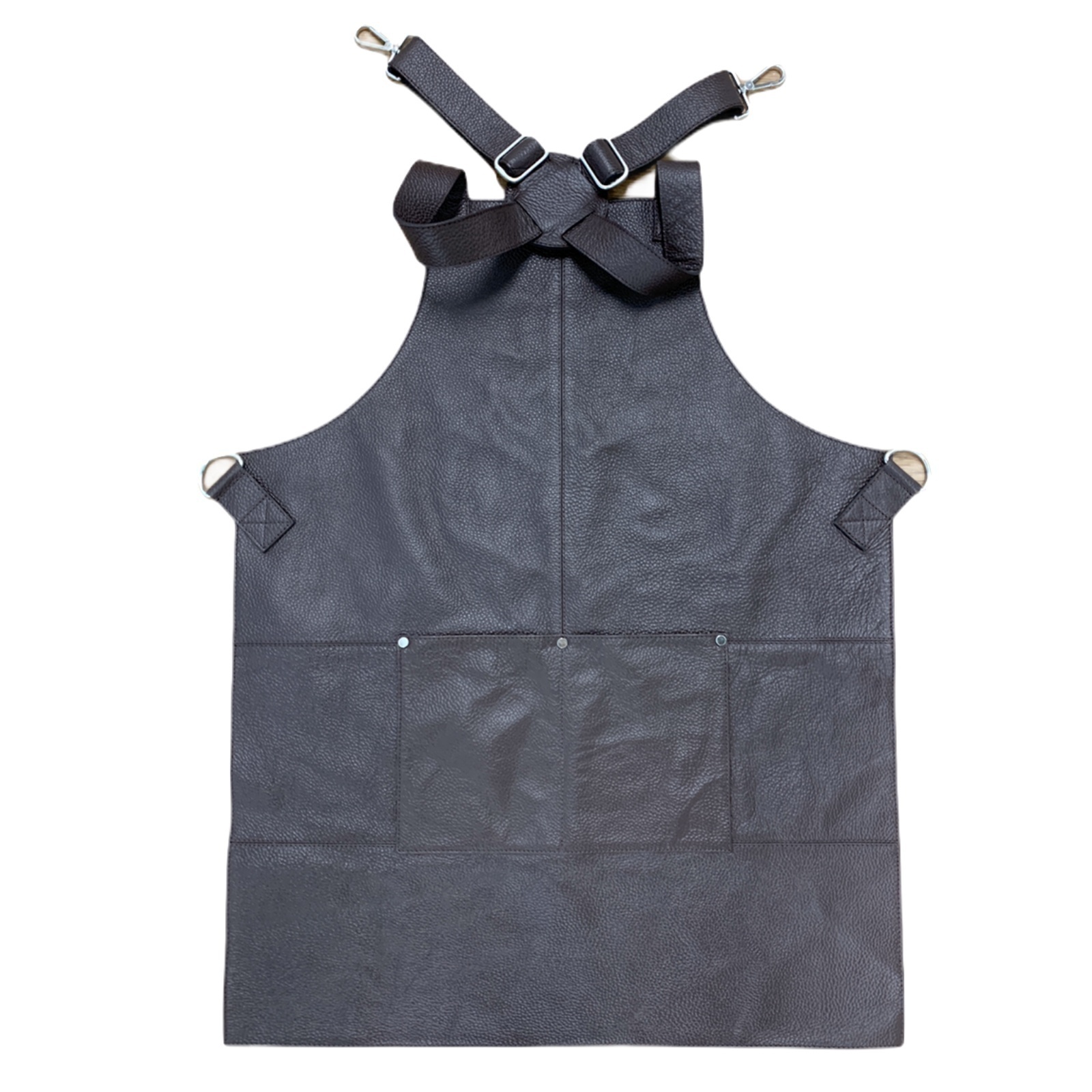 V563-BR-LTHRAPRON-205132-00 BUFFALO LEATHER APRON Cooking Chef Hairdresser Waterproof Durable Quality - Brown - Image 1
