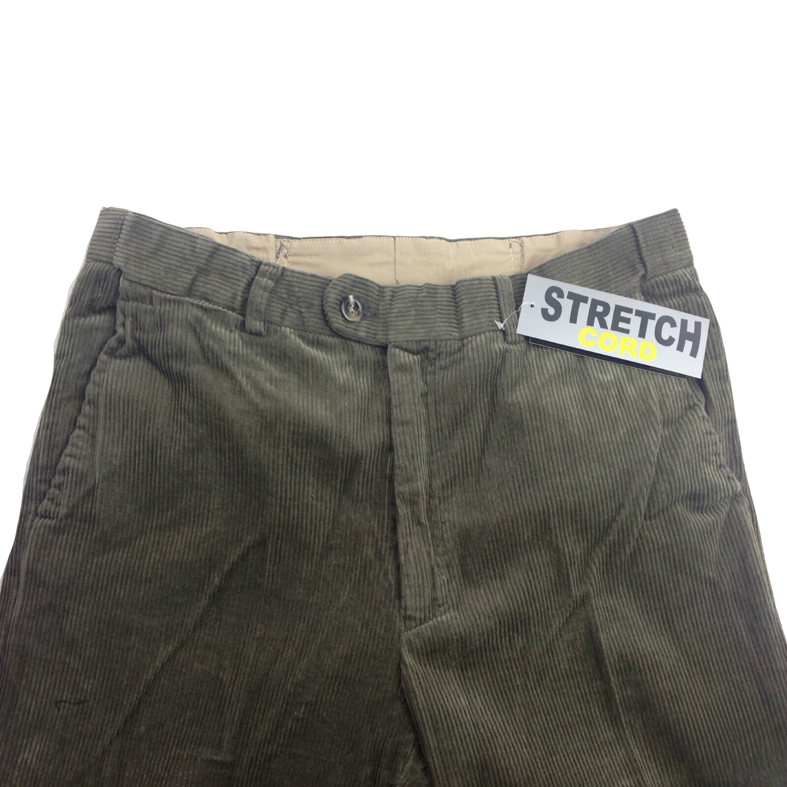 V563-BR-MCURDOROYPANTS-89-97-202503051520-00 MENS CORDUROY PANTS Trousers Cords Casual STRETCH COTTON Size 32""-44"" Adjustable - Olive (89) - 97 (38"") - Image 1