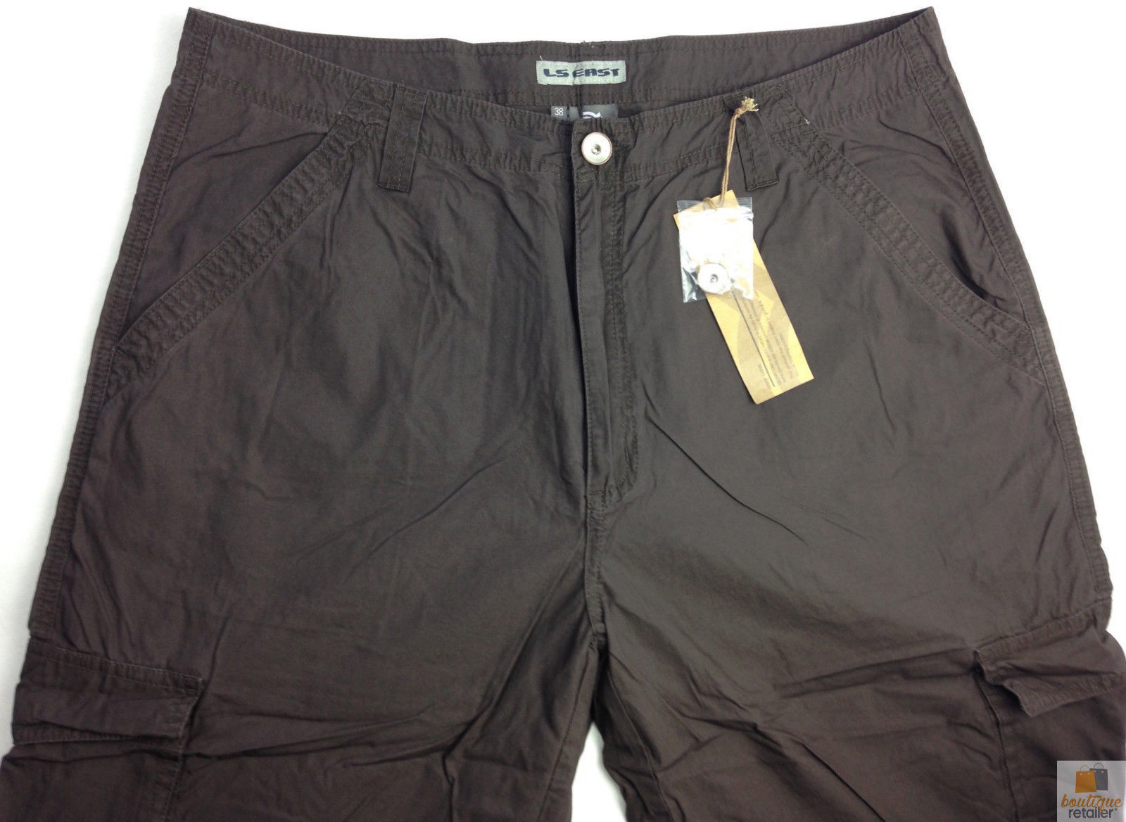 V563-BR-MNCRGOPNTS-BRWN-S-202503051730-00 Mens 3/4 CARGO SHORTS Long Pants 100% COTTON Army Military Combat Summer - Brown - Small (30"") - Image 1