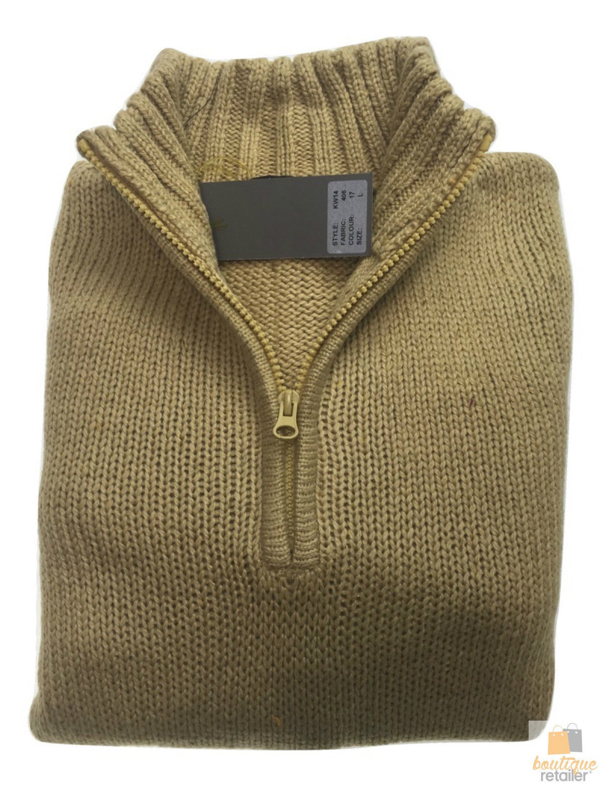 V563-BR-MNJMPR-HLFZIPMAIZE17-L-202503051731-00 Mens Knit Jumper Pullover Sweater Knitted Casual Stretch Warm Winter - Half Zip Maize 17 (KW14) - L - Image 1