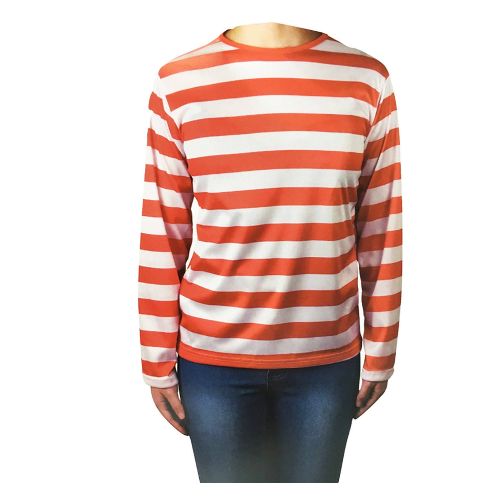 V563-BR-REDANDWYTTOP-S-202503051456-00 KIDS Red and White Striped Top Wenda Waldo Shirt Costume Party Book Week - Small (4-6 Years Old) - Image 1