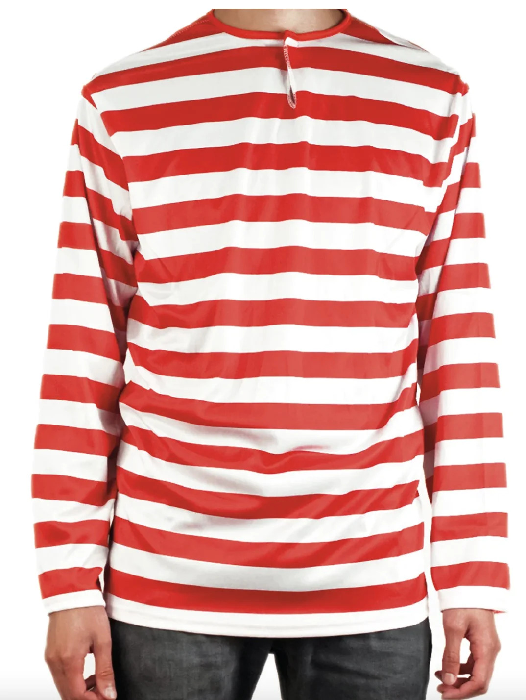 V563-BR-RWTSHRT-M-202503051510-00 ADULTS Book Week Red and White Striped Top Shirt Costume Party Dress Up - Medium - Image 1