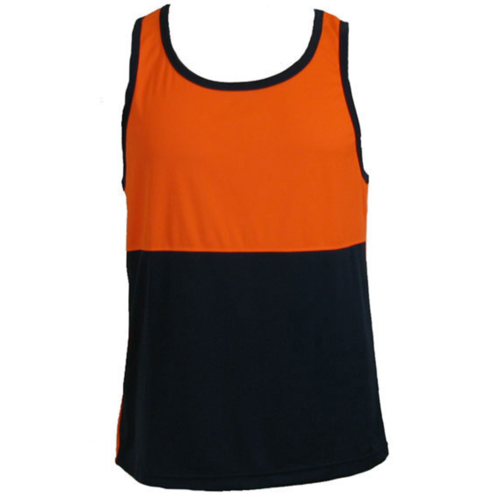 V563-BR-SINGLET-ORNG-XXL-202503051635-00 Hi Vis SINGLET Work Wear Safety Tank Top Fluro Micro Mesh UPF50+ High Visibility - Orange - XX-Large - Image 1