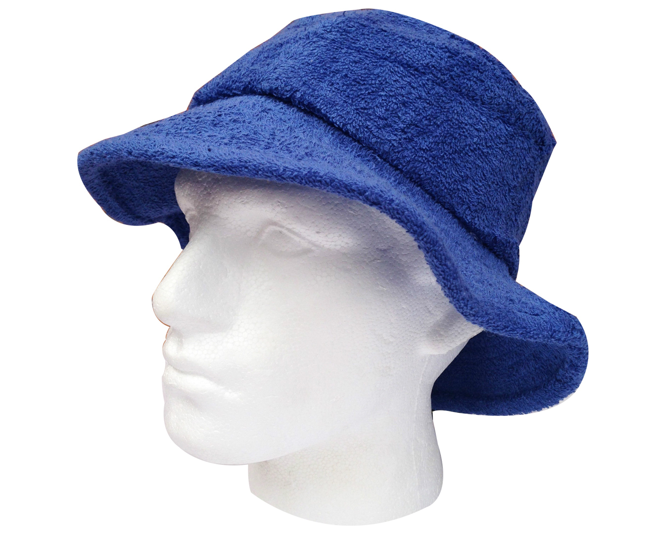 V563-BR-TTOWBUCKHAT-BLU-XL-202503051646-00 Terry Towelling BUCKET HAT Daggy Fishing Camping Lad Cap Retro 100% COTTON - Blue - X-Large - Image 1