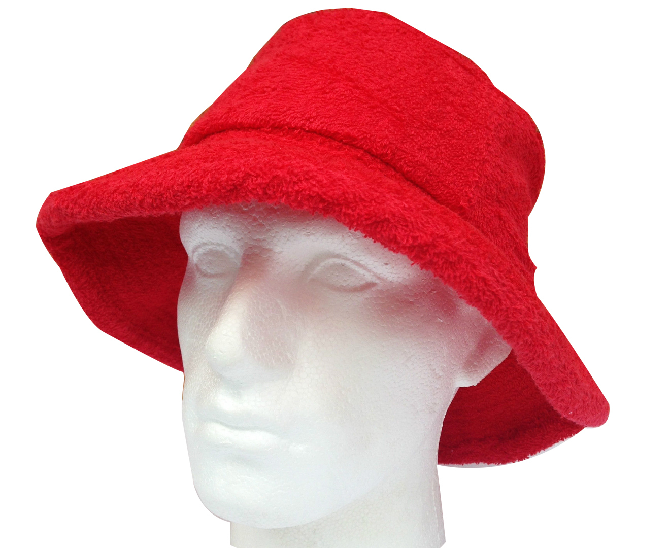 V563-BR-TTOWBUCKHAT-RED-XXL-202503051706-00 Terry Towelling BUCKET HAT Daggy Fishing Camping Lad Cap Retro 100% COTTON - Red - XX-Large - Image 1