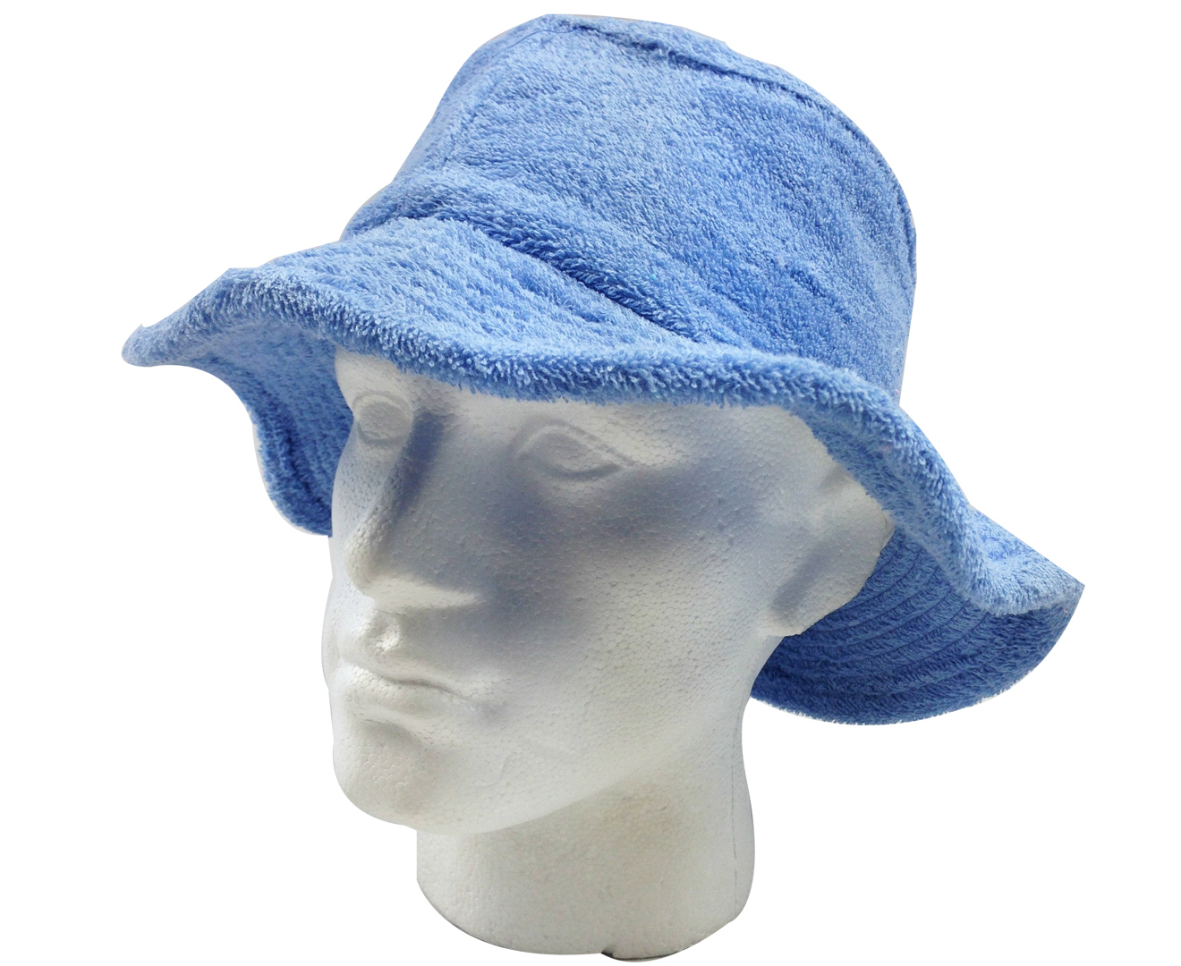 V563-BR-TTOWBUCKHAT-SKYBU-XXL-202503051715-00 Terry Towelling BUCKET HAT Daggy Fishing Camping Lad Cap Retro 100% COTTON - Sky Blue - XXL - Image 1