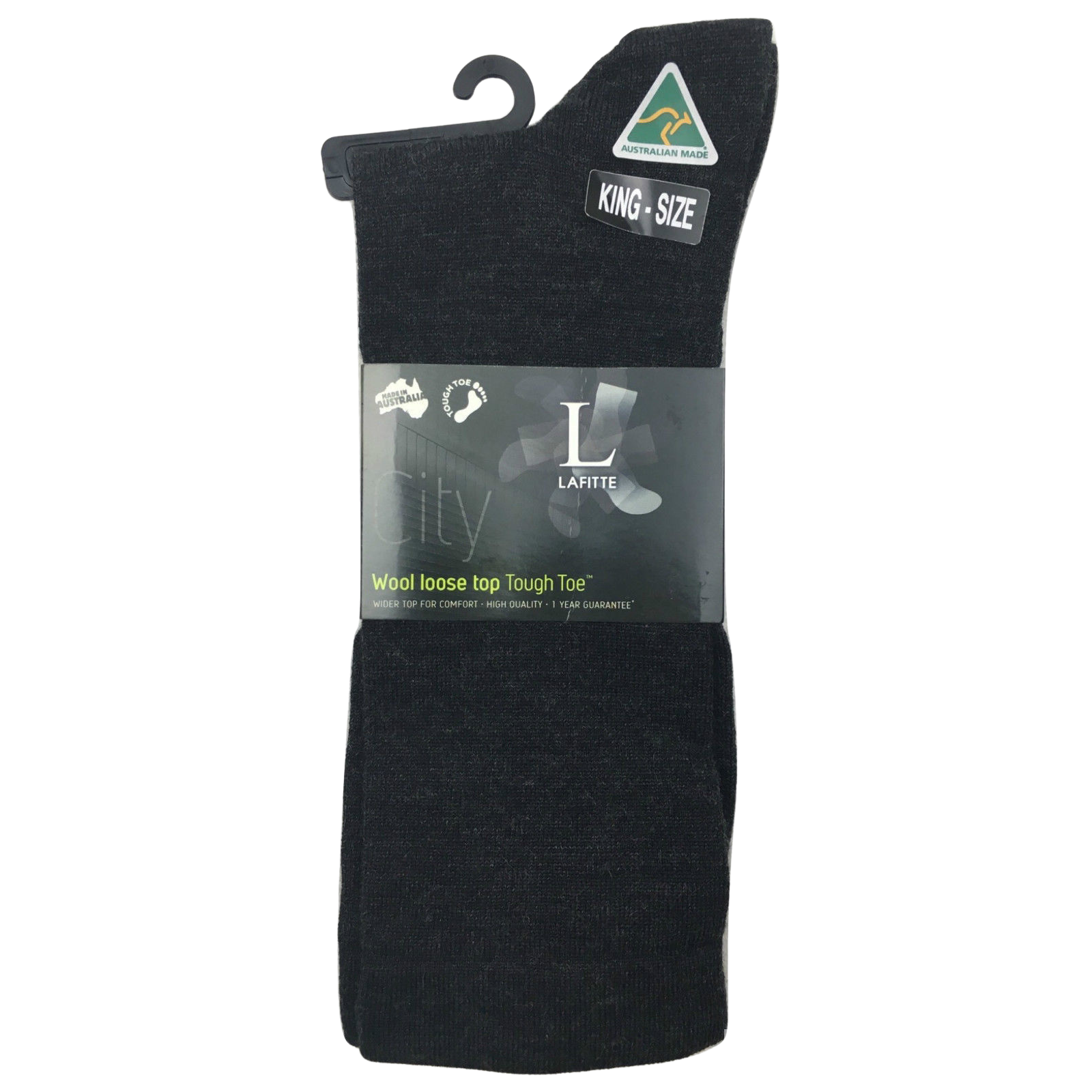V563-BR-WLSESCK-AU-CH-6-10-202503051716-00 AUSTRALIAN MADE Wool Loose Top Socks Wide Top Comfort High Quality Tough Toe - Charcoal - 6-10 - Image 1