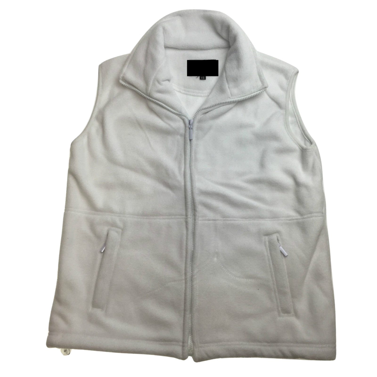 V563-BR-WPFLEECEVST-WHT-XS-202503051716-00 WHITE POLAR FLEECE VEST Thick Casual Wear Warm Winter Plain Fleecy Jacket - White - X-Small - Image 1