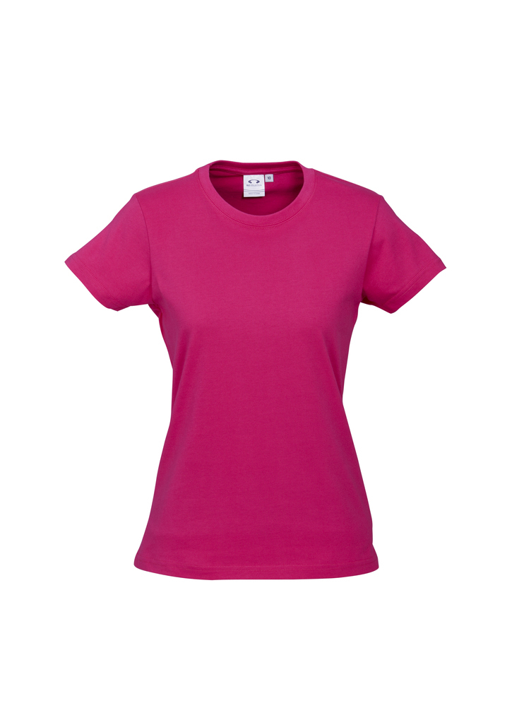 V563-BR-WSPSHRT-16-MPINK-202503051726-00 Womens Plain Ladies T SHIRT 100% COTTON Basic Tee Casual Top Size 6-24 T-Shirt - Magenta Pink - 16 - Image 1