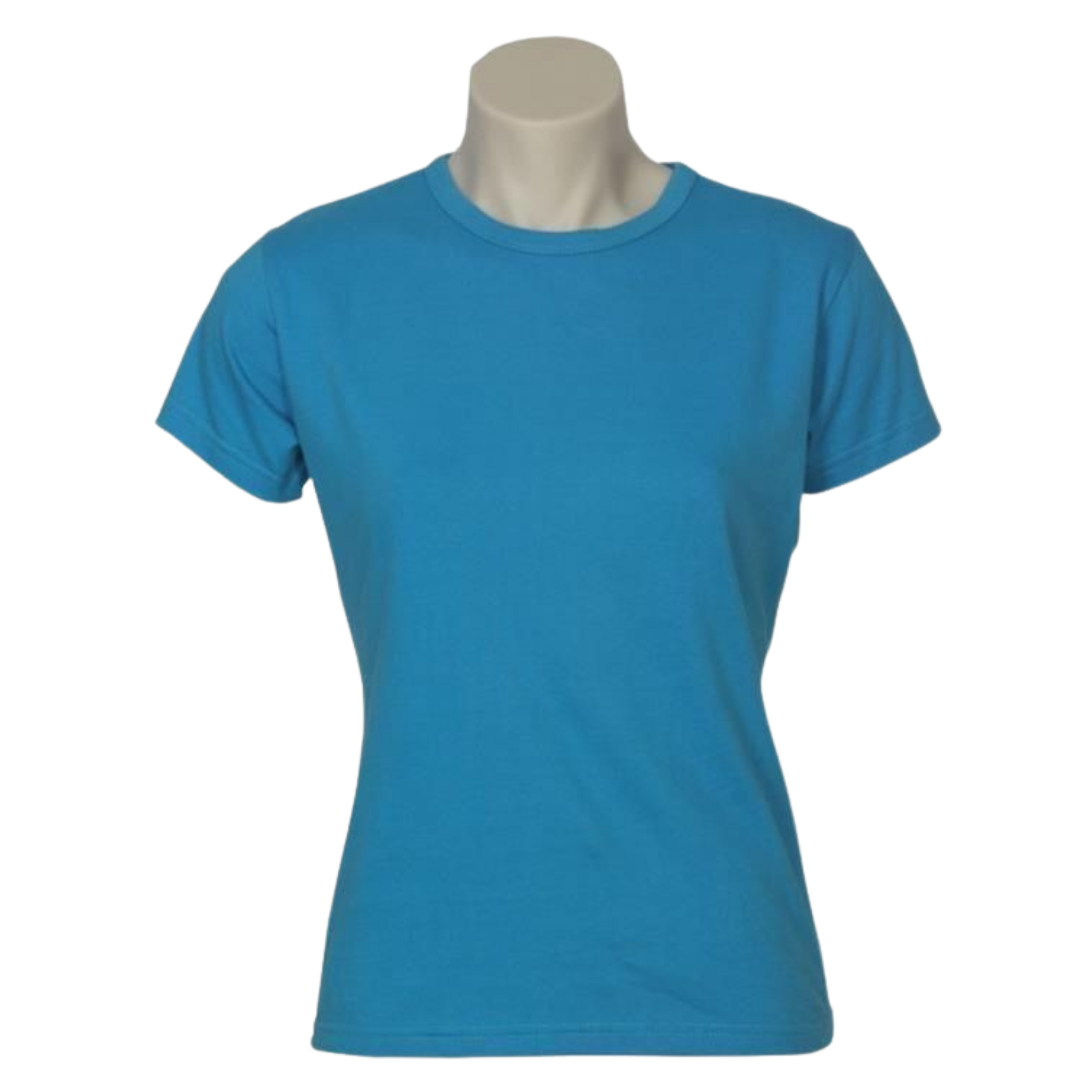 V563-BR-WSPSHRT-8-CBLUE-202503051740-00 Womens Plain Ladies T SHIRT 100% COTTON Basic Tee Casual Top Size 6-24 T-Shirt - Cyan Blue - 8 - Image 1